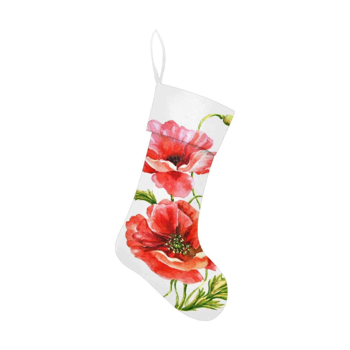 Christmas Stocking for Party Decor - 7.87 x 17.52 Inches Poppies Watercolor Design - Perfect for Holiday Gifts, Fireplace Decor & Christmas Tree Ornaments