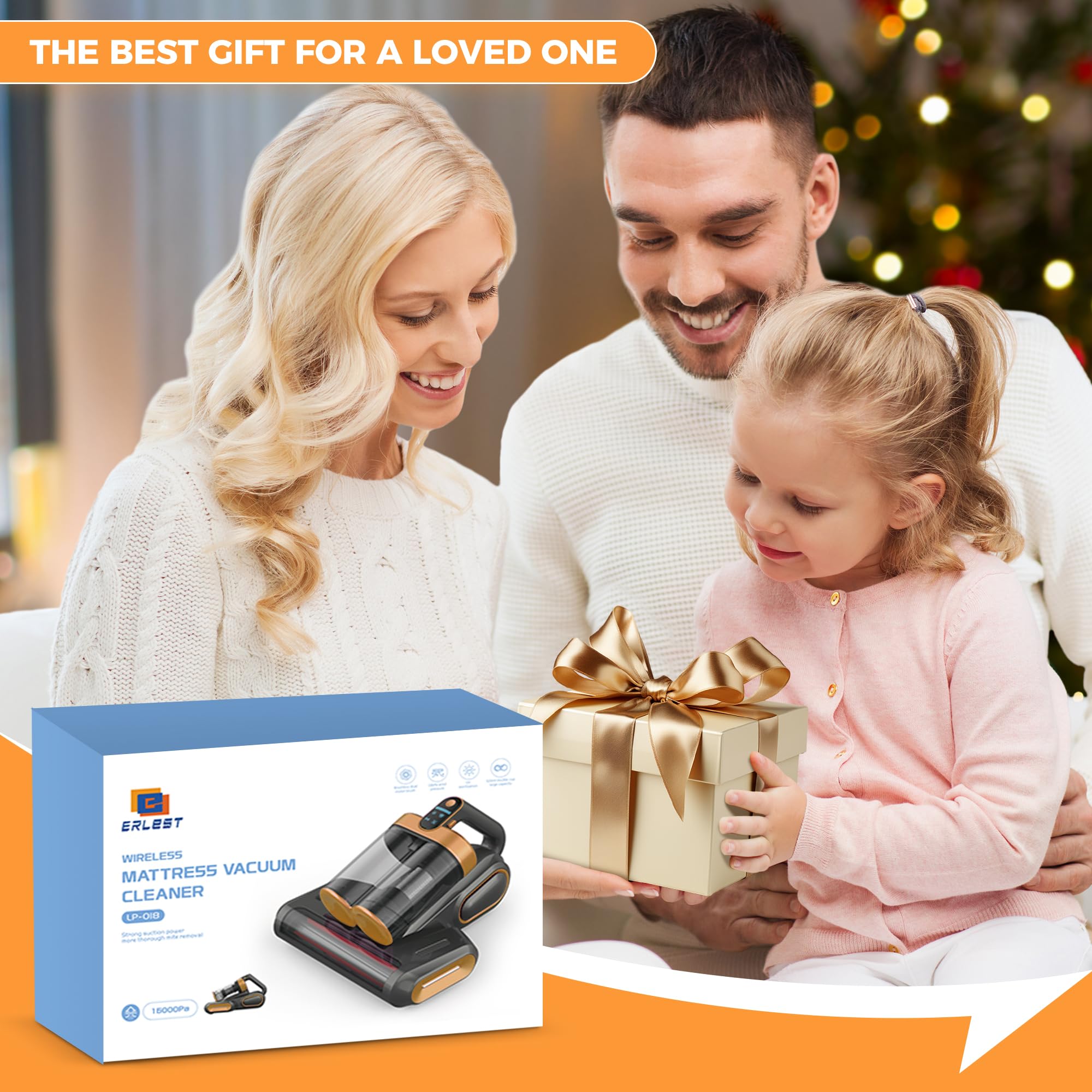 16KPa Cordless Mattress Vacuum Cleaner with UV & Ultrasonic for Dust & Pet Hair - Home & Travel Use