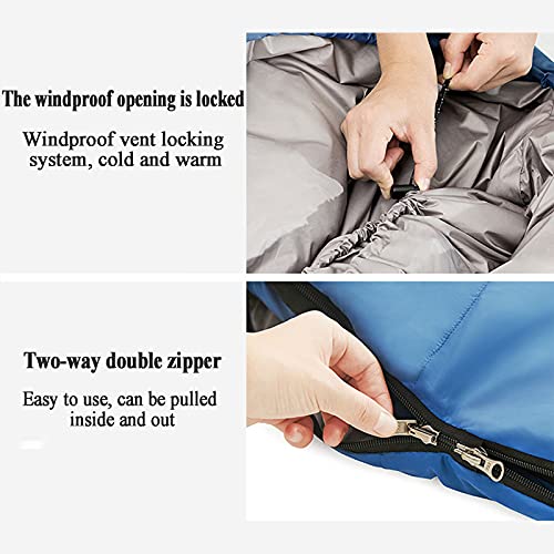 Velvet Sleeping Bag for Adults - Thickened Cold-Proof Winter Sleeping Bag for Camping, Hiking & Mountaineering | 4 Season Outdoor Gear - Blue | Perfect for Backpacking, Travel & Emergency Preparedness