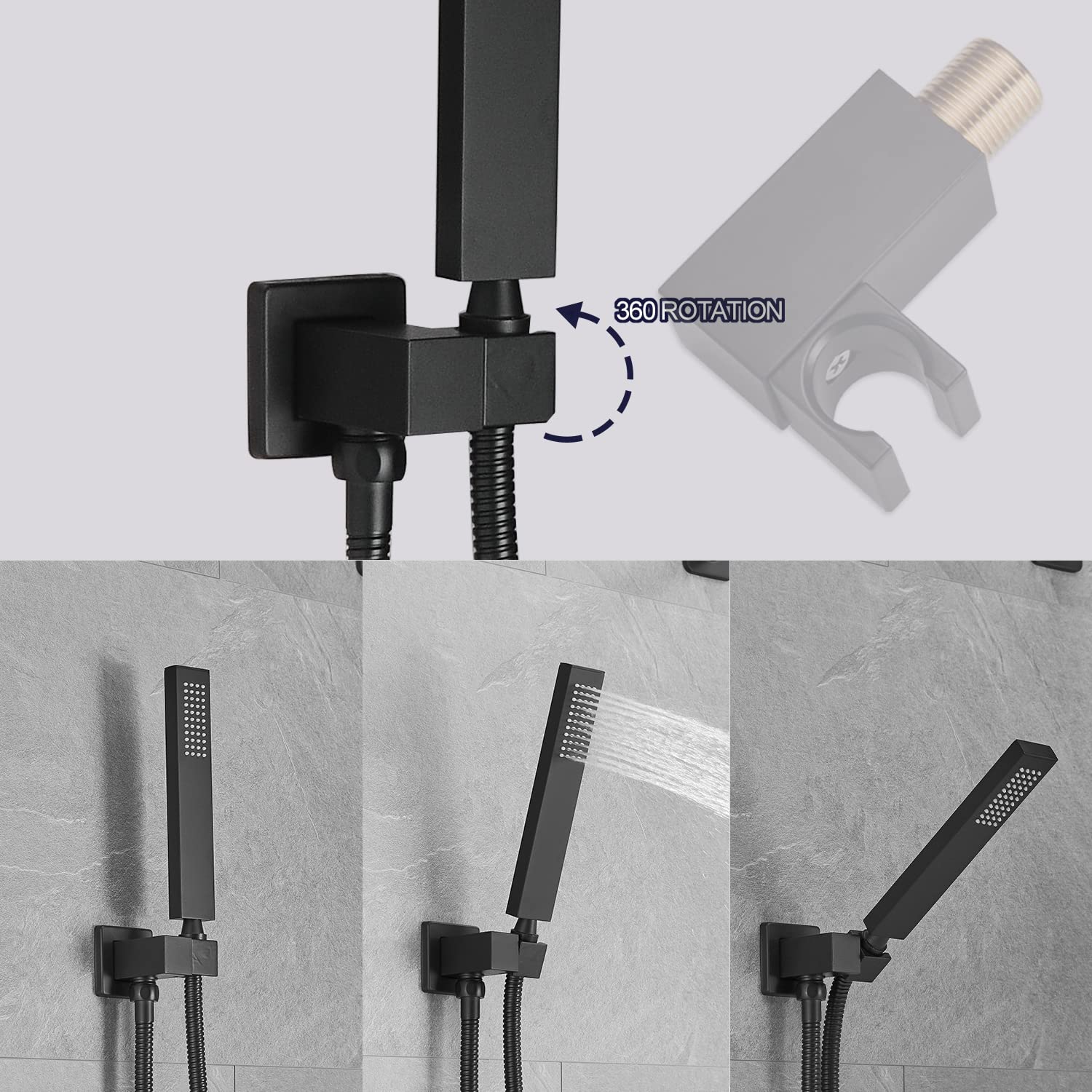 Premium Matte Black Rain Shower System - 10 Inch High Pressure Square Shower Head with Handheld Sprayer - Luxury Wall Mounted Bathroom Shower Faucet Complete Combo Kit for Modern Home Spa Experience