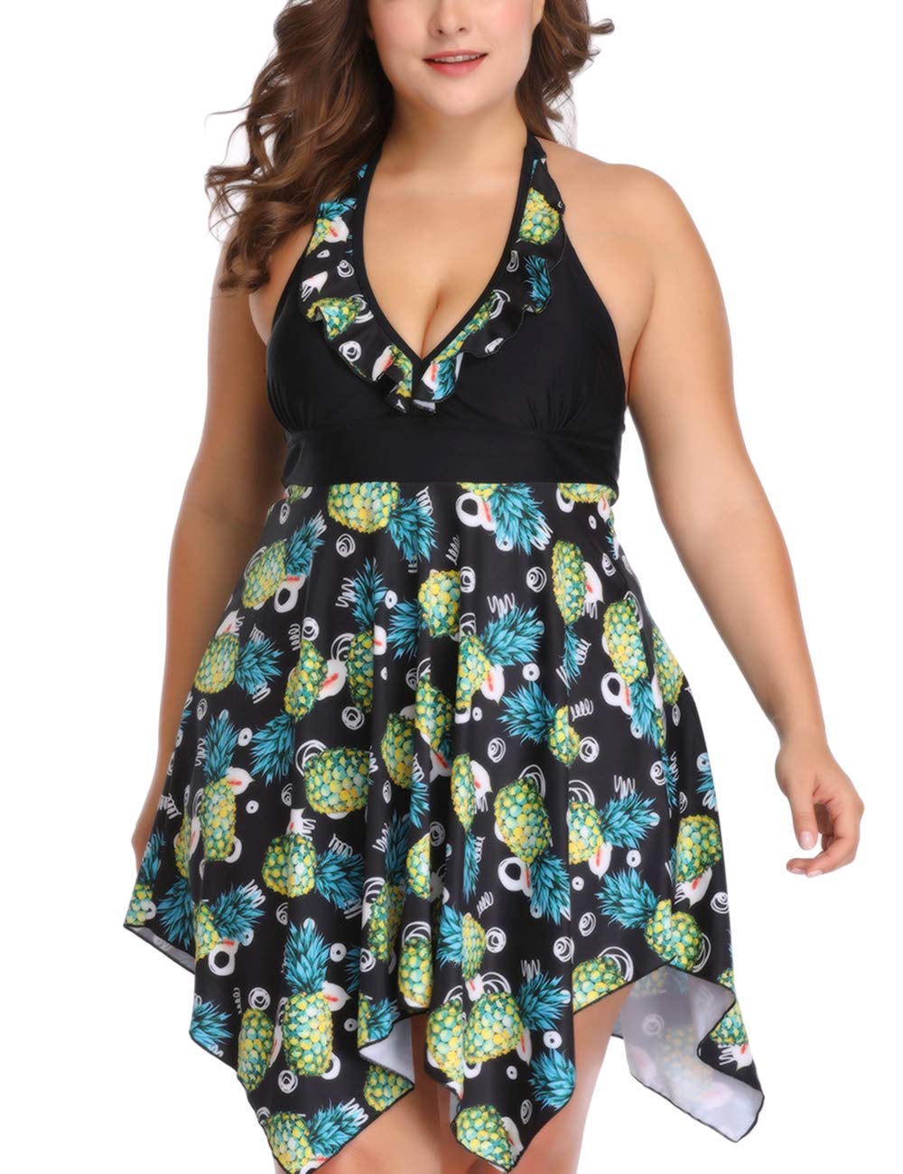 SEBOWEL Plus Size Tankini Swimsuits for Women - Two Piece Swim Dress with Flare Flowy Design - Perfect for Beach, Pool, and Vacation Wear