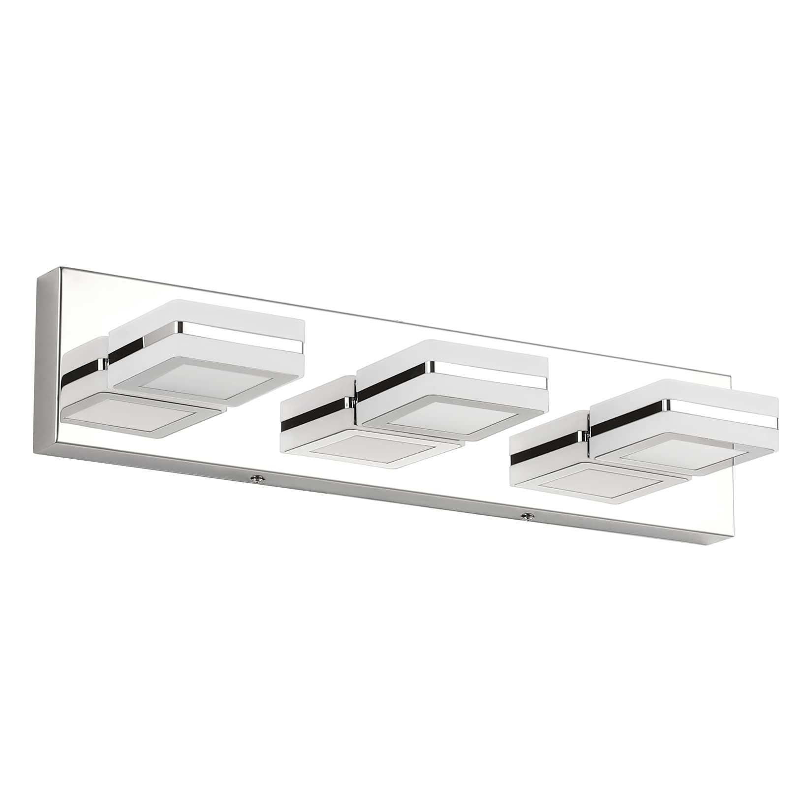 Ralbay Modern LED Vanity Light Fixtures - 3-Light Up/Down Bathroom Mirror Lighting, Rotatable Acrylic Shade with Stainless Steel Chrome Finish - Perfect for Bathroom, Dressing Room & Makeup Area Wall Lighting