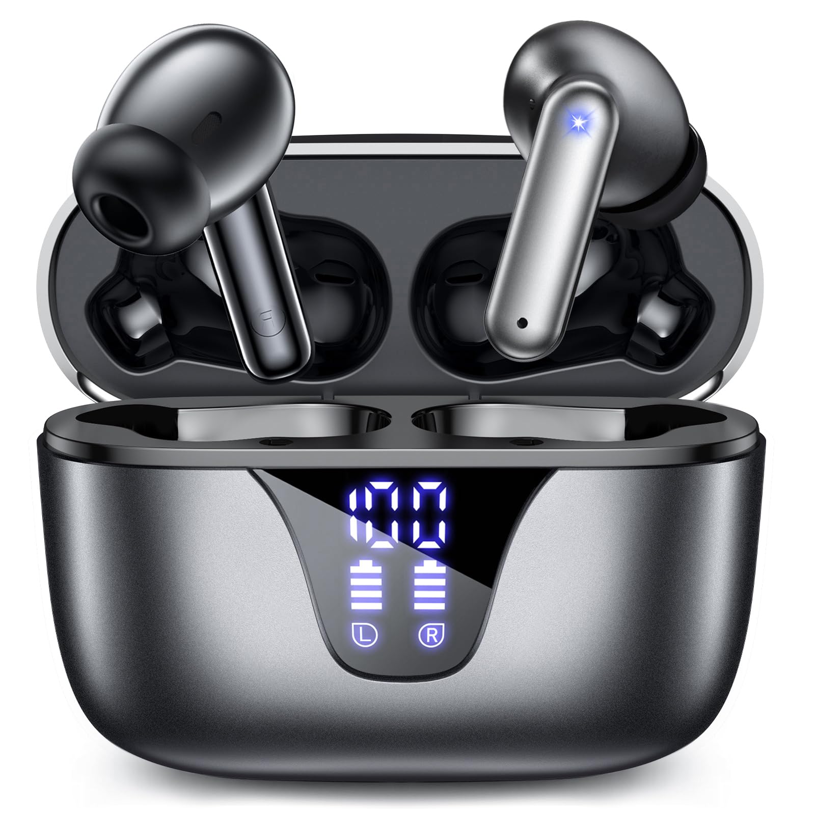 ZIUTY Wireless Earbuds Bluetooth 5.3 Headphones with 50H Playtime, LED Digital Display Charging Case, IPX5 Waterproof, Built-in Mic for iPhone Android Phone Laptop Computer - Star Gray | Perfect for Workout, Running, Commuting & Travel