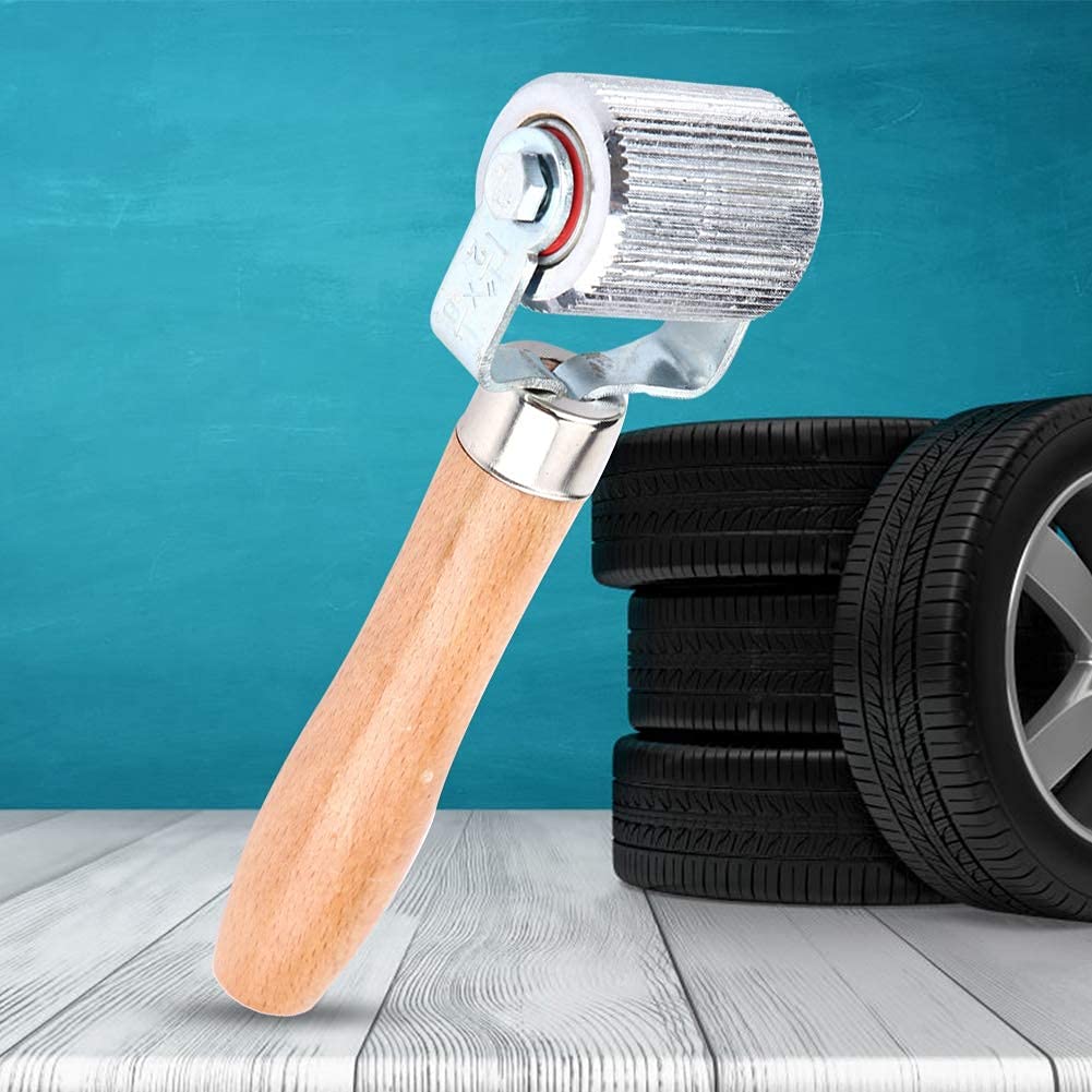 Aramox Heavy Duty Tire Repair Tool with Wood Handle & Ball Bearing Roller - Professional Puncture Repair Kit for Cars, Trucks, Motorcycles (Large Size) - Ideal for Emergency Roadside Repairs & Garage Use