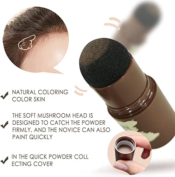 Natural Hairline Powder & Shading Sponge Pen - Waterproof Root Touch-Up Concealer for Thinning Hair | Quick Hairline Shadow Powder Stick with 3 Eyebrow Stamps (Black) | Perfect for Daily Use, Travel & Instant Hair Thickening Solution
