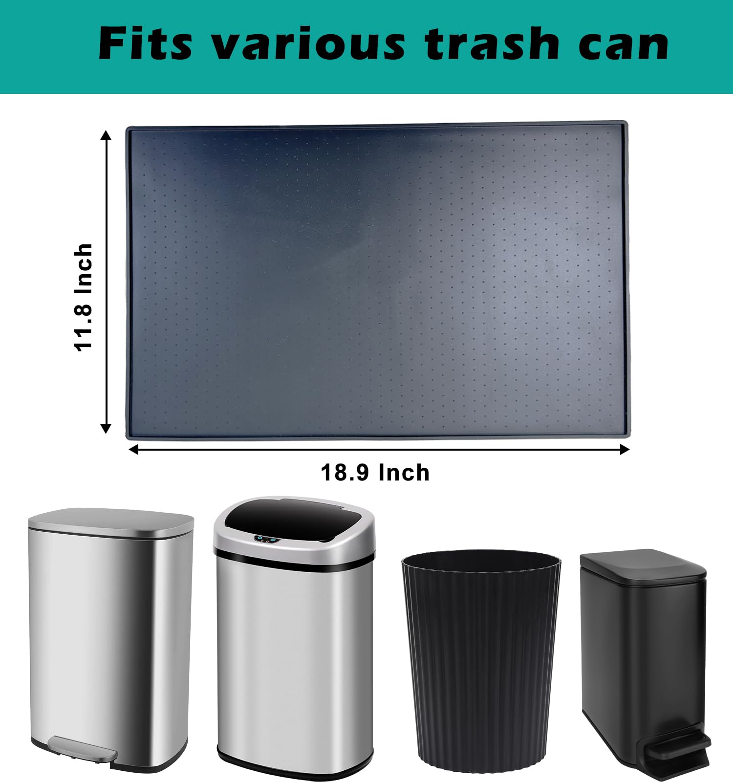 Waterproof Silicone Trash Can Mat with Raised Edge - 11.8