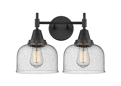 Innovations 447-2W-BK-G74 Black Transitional Two-Light Bathroom Vanity - Perfect for Modern and Classic Bathroom Decor