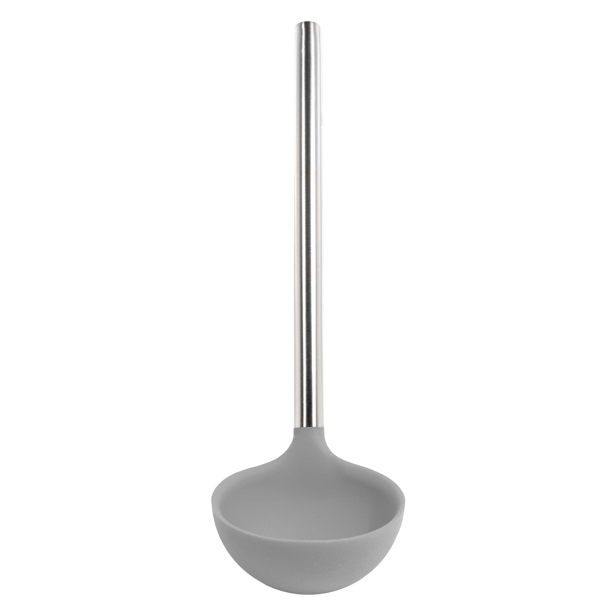 Tovolo Silicone Ladle with Stainless Steel Handle & Reinforced Nylon Core - Deep Kitchen Spoon for Soup, Stew, Sauce, Punch - Heat-Resistant & Durable Cooking Utensil (Oyster Gray) - Perfect for Serving, Mixing & Food Preparation