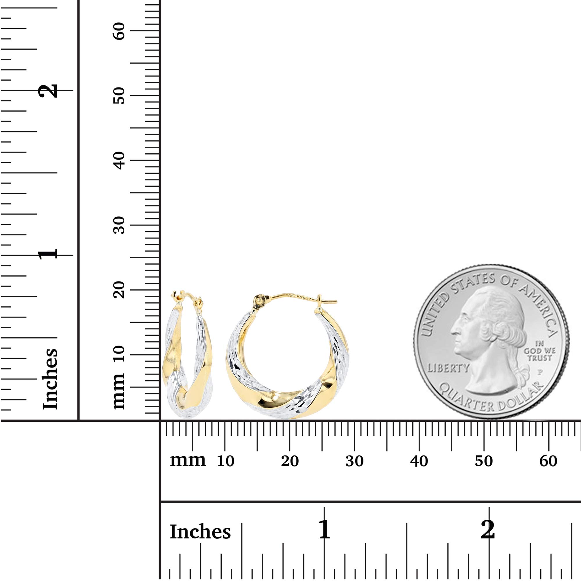 14K Solid Gold Twisted Hoop Earrings for Women - 4x20mm Polished & Satin Finish Hypoallergenic Hoops | Sensitive Ears Safe | Perfect for Everyday Wear, Office & Special Occasions