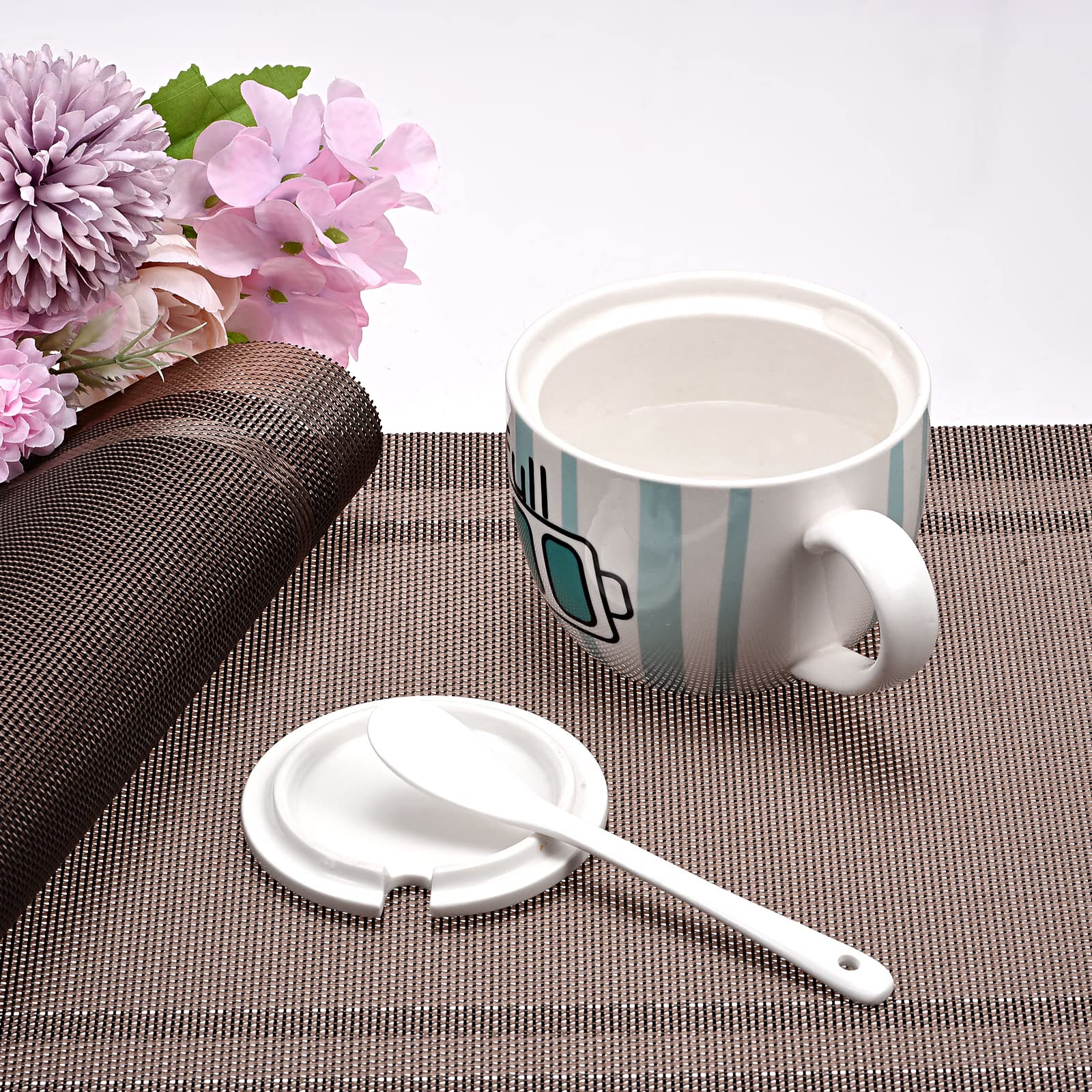 uxcell 6-Pack PVC Washable Woven Placemats Set - 17.7x11.8 Inch (450x300mm) Waterproof Table Mats for Dining, Kitchen, Coffee Table - Easy to Clean Home Decor