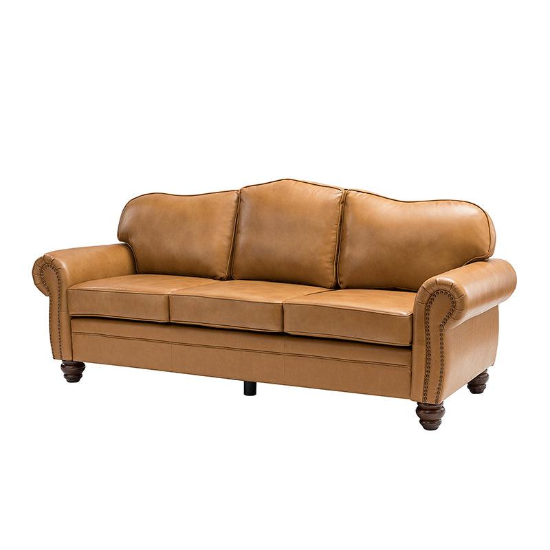 Flavio 81 Genuine Leather Sofa - Premium Full Grain Leather Couch for Living Room, Lounge & Office - Comfortable Modern Sectional Sofa with Sturdy Wood Frame