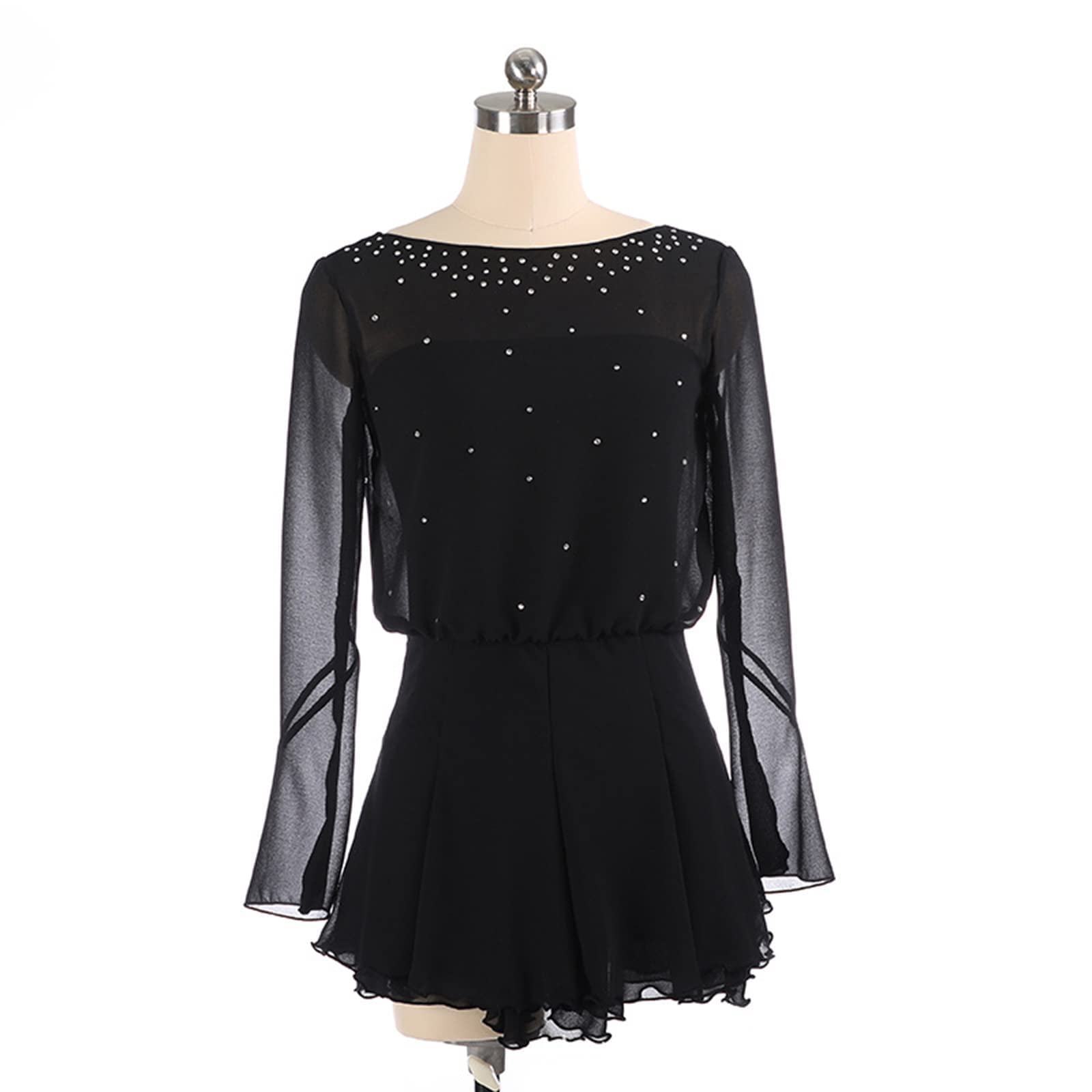 Girls Ice Skating Dress Long Sleeve Competition Figure Skating Costume for Kids & Ladies - Perfect for Ice Shows, Competitions and Ballet Performances
