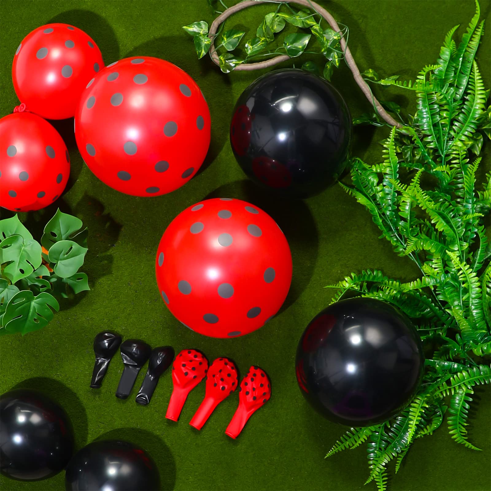 100-Piece Polka Dot Latex Balloons - Ladybug & Strawberry Design for Party Decorations, Birthday, Wedding Supplies (12 Inch & 10 Inch Mixed Style) - Perfect for Baby Showers, Bridal Showers, and Festive Celebrations