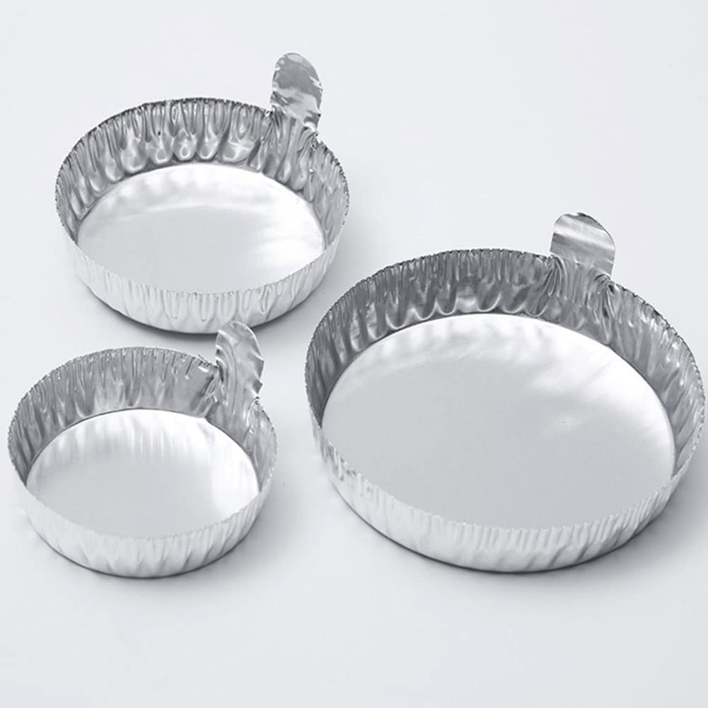 Small Aluminum Weigh Boats with Handle - 50mm x 14mm Lab Weighing Dishes (Pack of 100) - Perfect for Laboratory Measurements, Chemical Experiments & Scientific Research