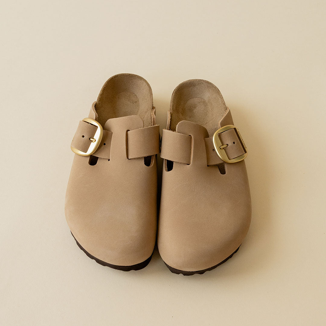 Birkenstock Boston Big Buckle Nubuck Leather Sandals - Comfortable Unisex Clogs for Men & Women - Perfect for Home, Office and Casual Outings
