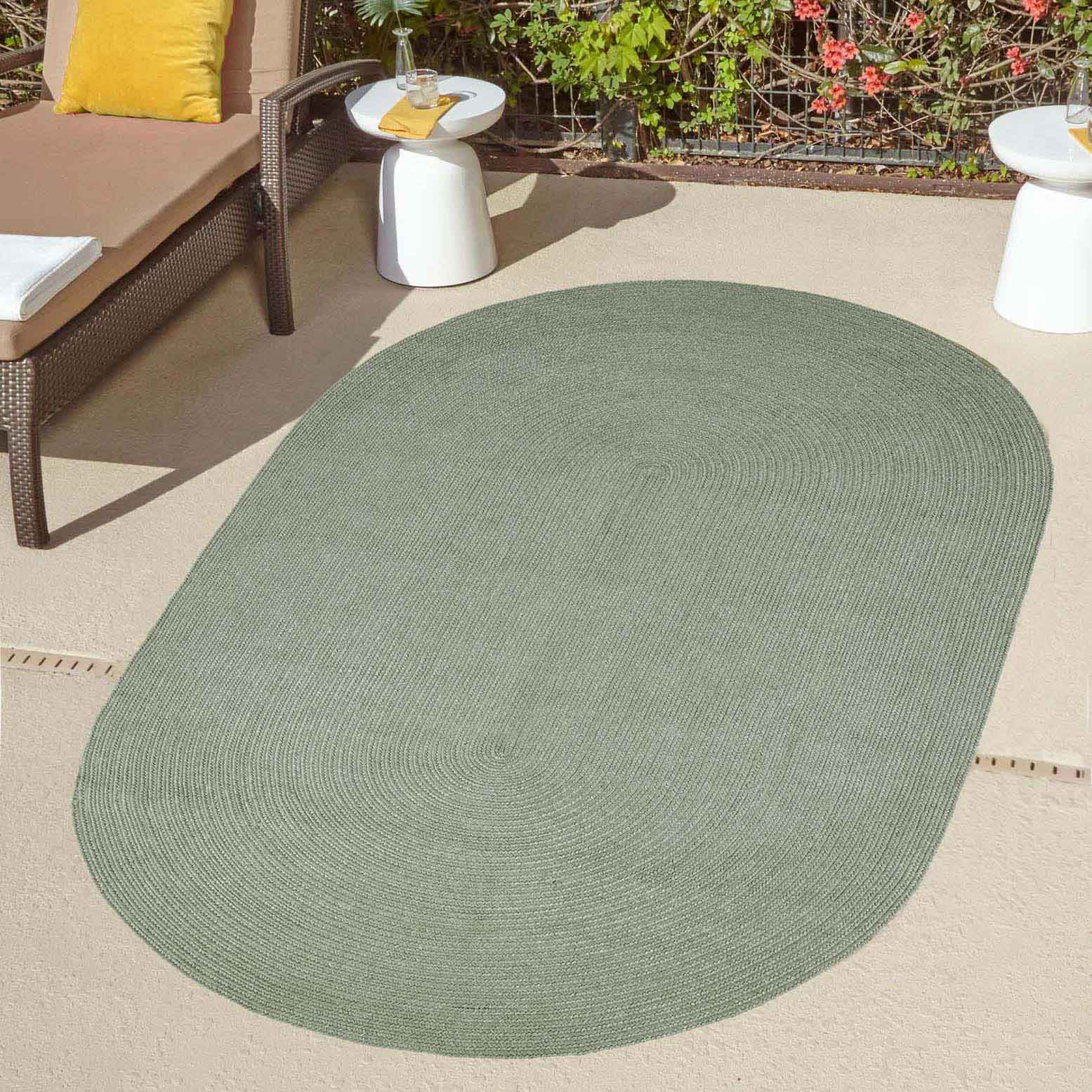 Classic Braided Area Rug - Non-Slip Indoor/Outdoor Oval Rug for Living Room, Bedroom, Patio & Deck - Soft & Durable Home Decor