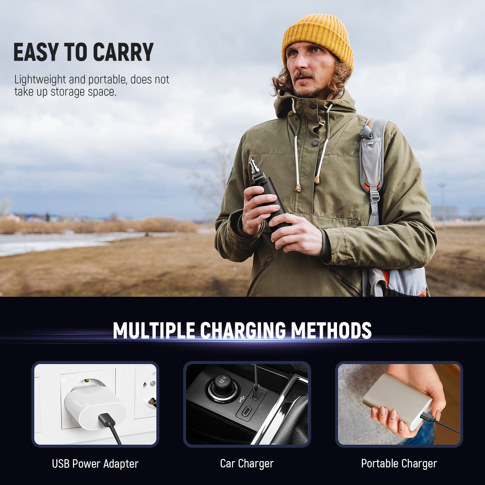 NEEWER BASICS PH74E Battery Grip Power Supply for Portable COB Video Light - Compatible with LED Panel Lights, On-Camera Lighting for Photography & Videography - Perfect for YouTube, Vlogging, and Studio Shoots
