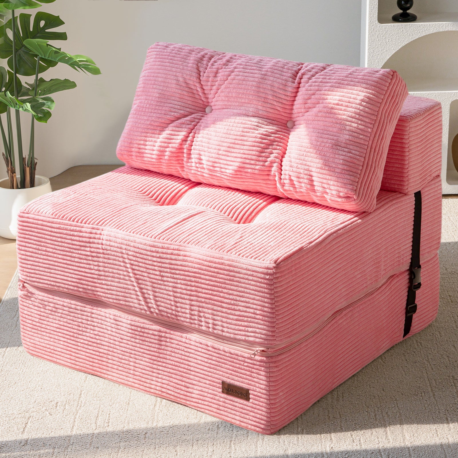 MAXYOYO Convertible Folding Sofa Bed - Comfortable High Density Support Foam for Living Room, Bedroom & Small Spaces (Pink) | Perfect for Guest Sleeping, Studio Apartments & Cozy Lounging