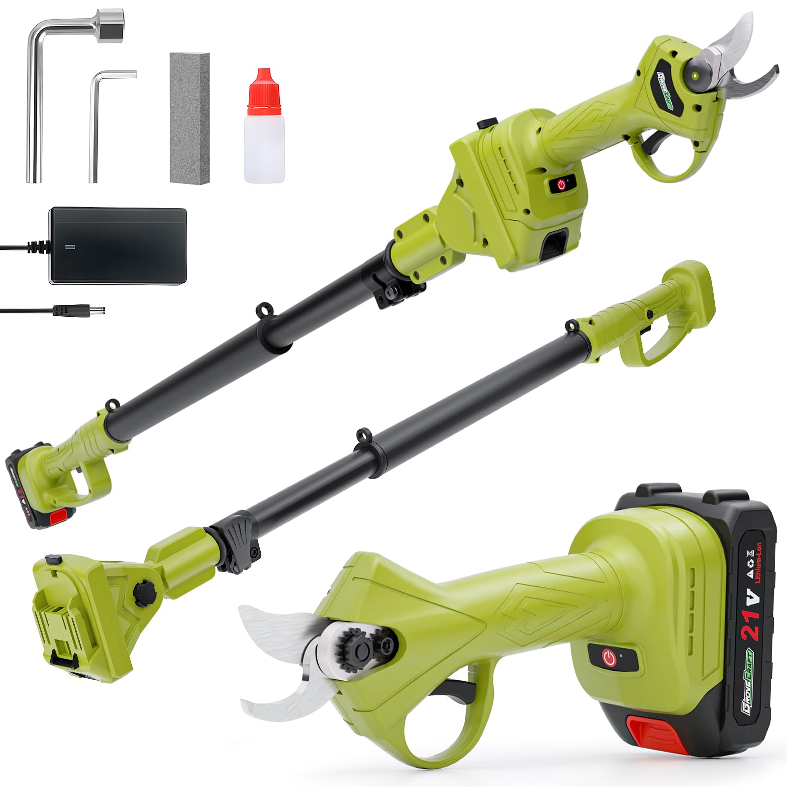 20V 2-in-1 Brushless Cordless Electric Pole Pruning Shear with Battery & Fast Charger - 13ft Reach, 1-Inch Cutting Diameter - Perfect for Tree Trimming, Garden Maintenance & Landscaping