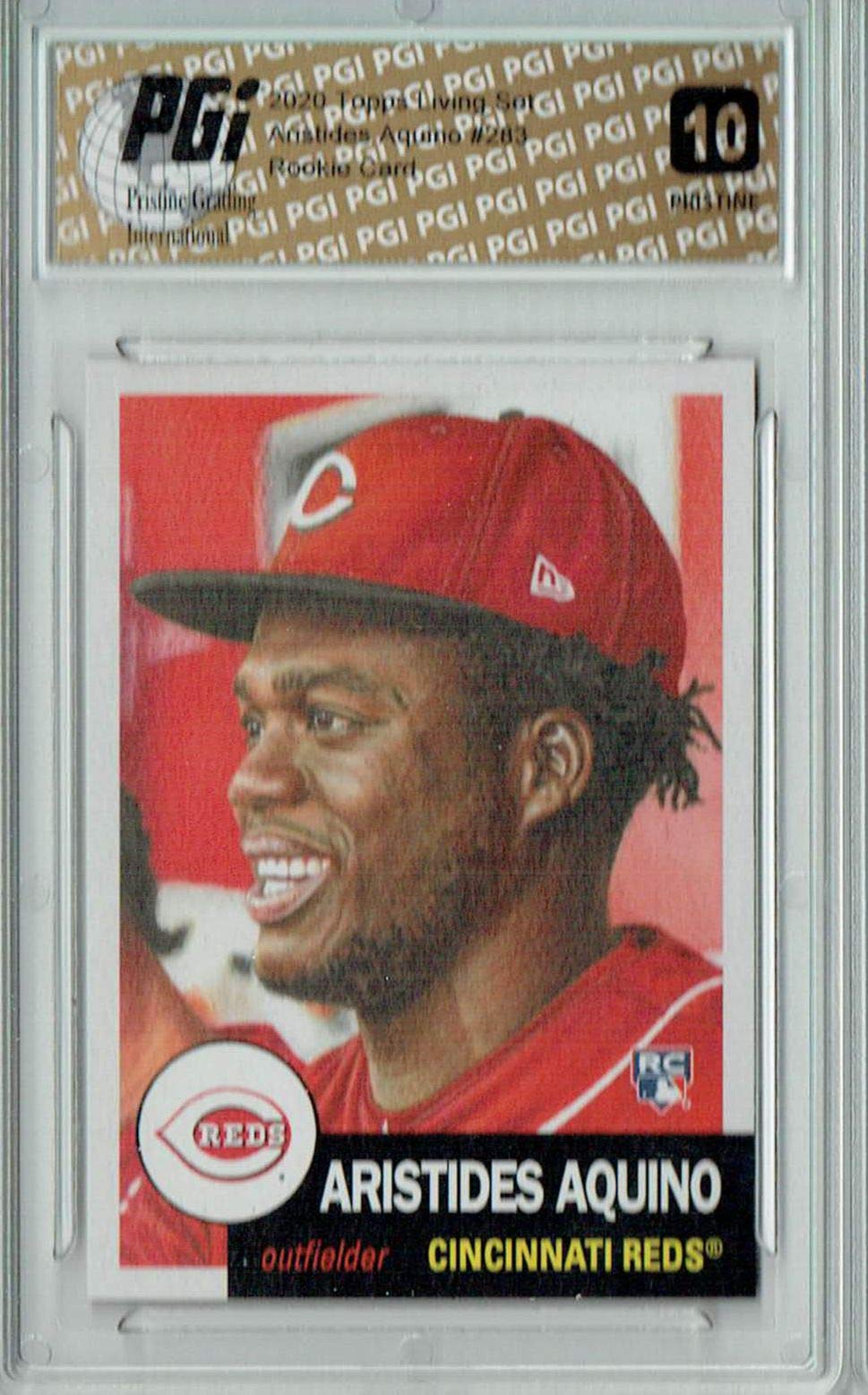 Aristides Aquino 2020 Topps Living Set #283 PRISTINE Rookie Baseball Card PGI 10 Gem Mint - Perfect for Collectors, Investors & Sports Memorabilia Displays