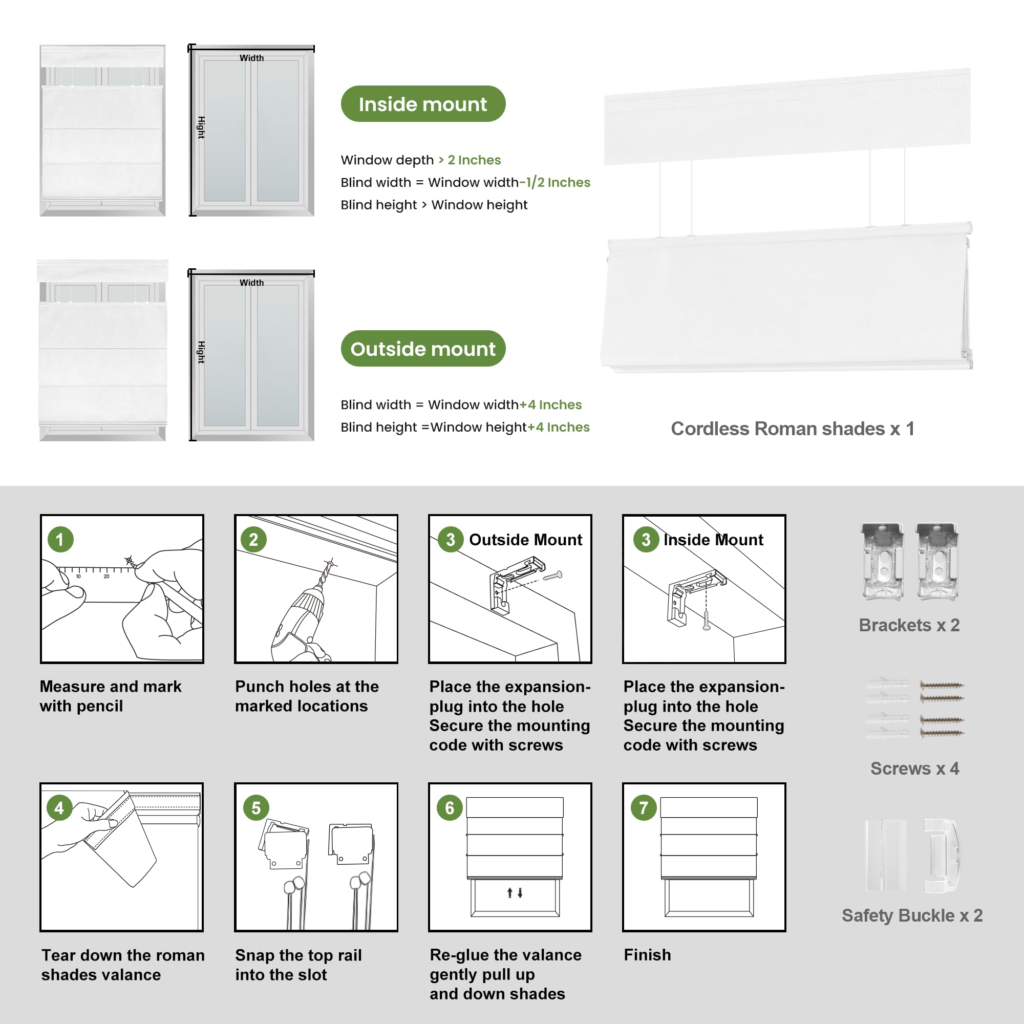 Top Down Bottom Up Roman Shades for Windows - Blackout Cordless Roman Blinds | Easy to Install Thermal Insulated Window Treatment for Kitchen & Living Room | Light Gray 22.5