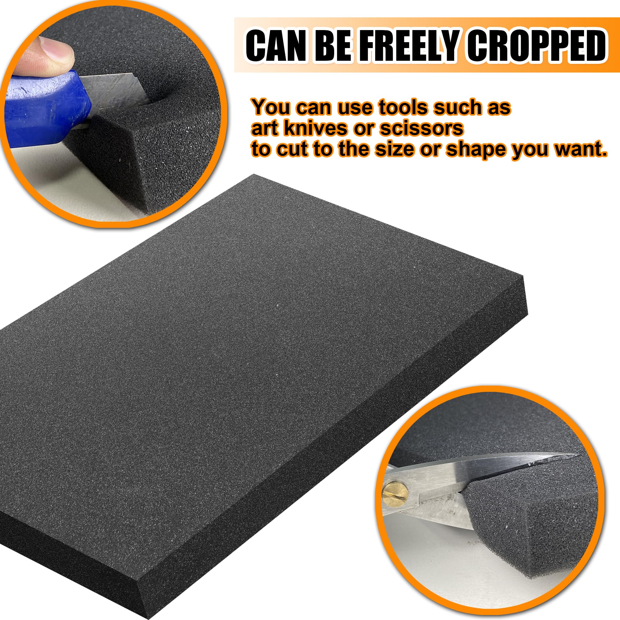 6 PCS Black Polyurethane Foam Sheets 16