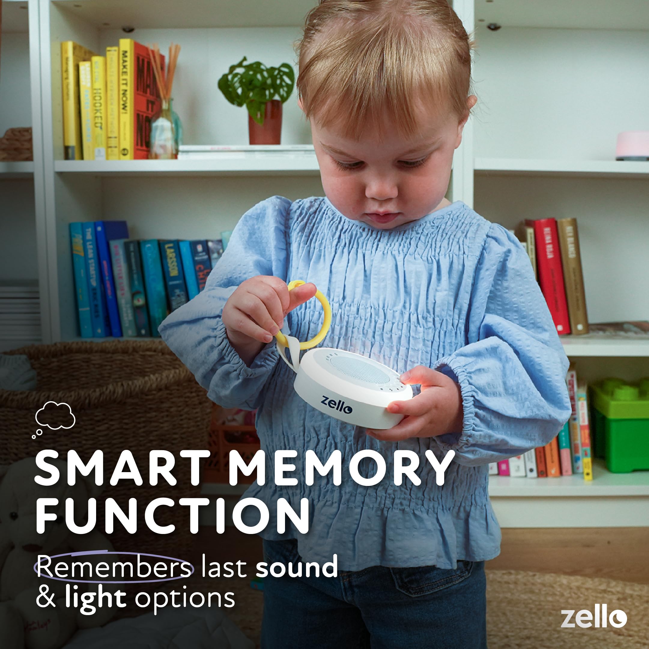 Zello Portable White Noise Machine with 20 Soothing Sounds, 3 Adjustable Night Light Levels & Sleep Timer | USB Rechargeable 20-Hour Battery | Baby Sleep Aid & Sound Therapy for Adults | Perfect for Nursery, Office, Travel & Meditation