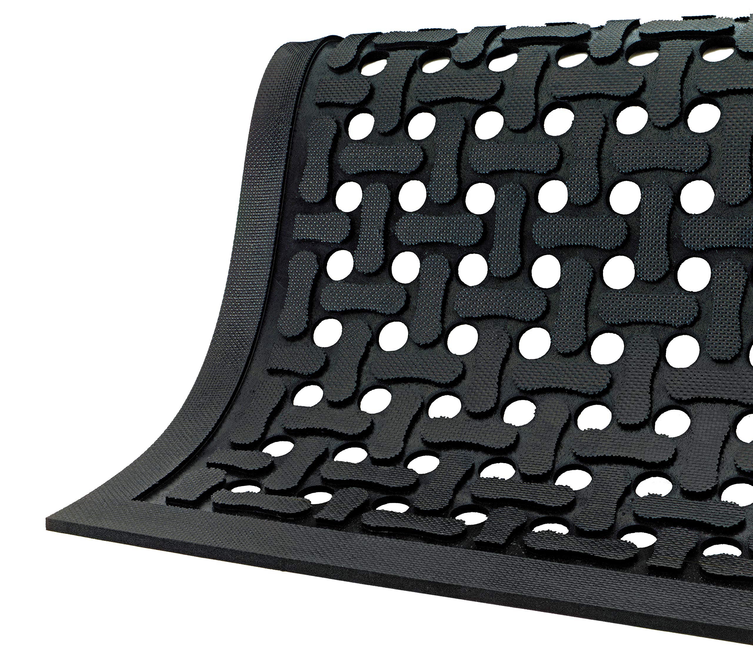 **M+A Matting Comfort Flow | Commercial-Grade Anti-Fatigue Mat for Wet Areas – Slip, Chemical & Oil Resistant, Welding Safe (4' x 6', Black) – Ideal for Kitchens, Garages & Industrial Workspaces**
