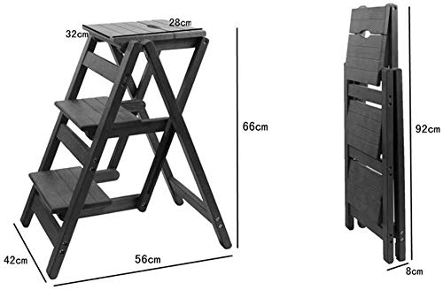 3 Step Folding Wooden Stool - Multi-Function Ladder Chair for Home, Indoor Climbing Foot Stool & Flower Stand (Color: 3 Steps) - Perfect for Kitchen, Bathroom, Kids Room & Gardening