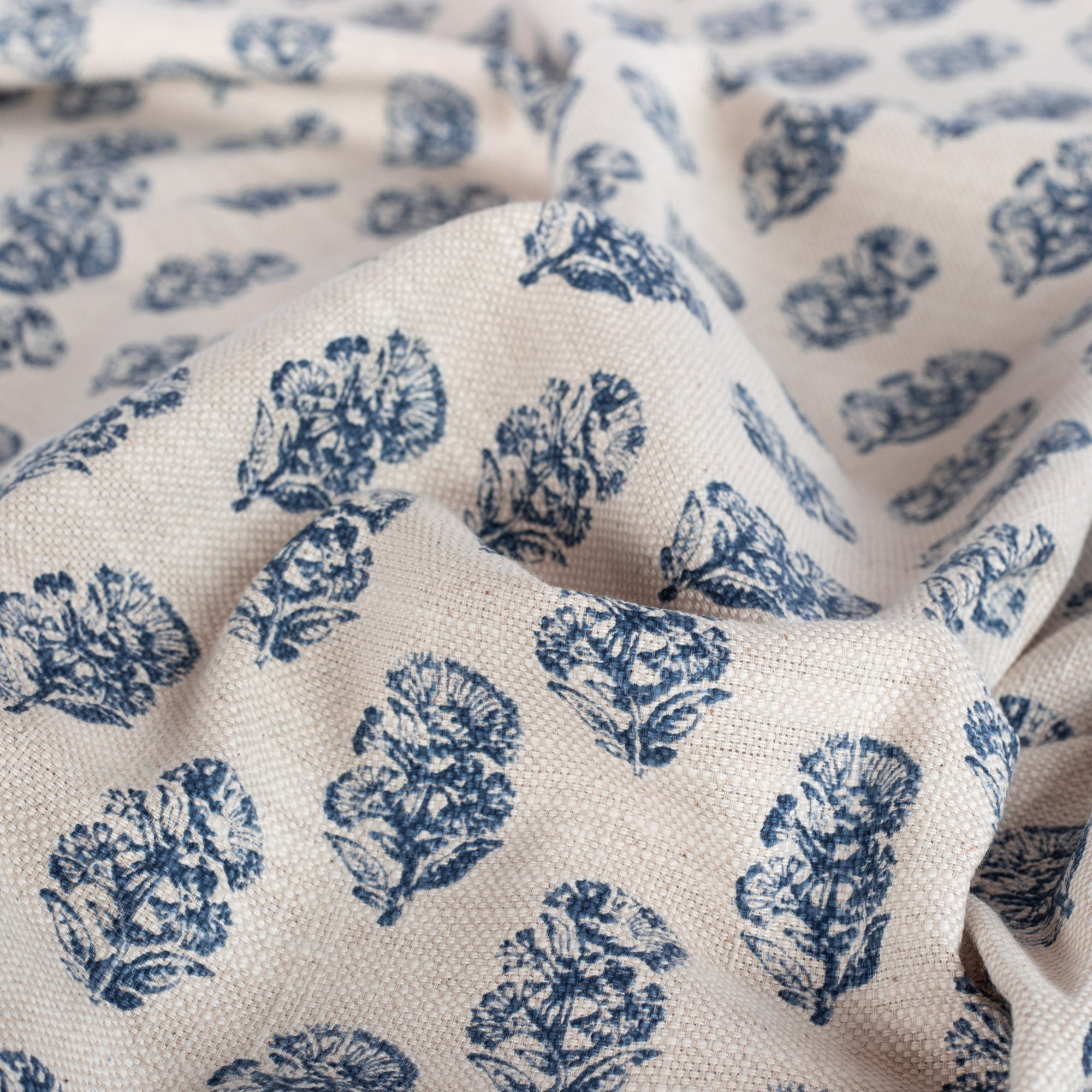 Zola Handmade Block Print Fabric - 100% Cotton Indigo Blue Textile for Quilting, Dresses & Home Decor | Perfect for Boho Chic & DIY Craft Projects