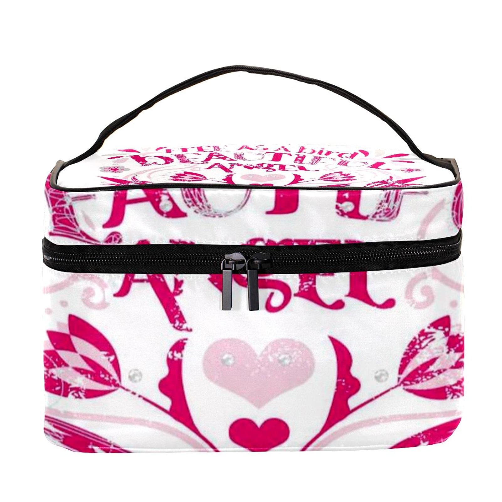 Large Pink Floral Travel Makeup Bag for Women - Waterproof Cosmetic Organizer with Zipper, Perfect for Vacation, Gym & Daily Use | Twin Bird Toiletry Case for Girls & Women