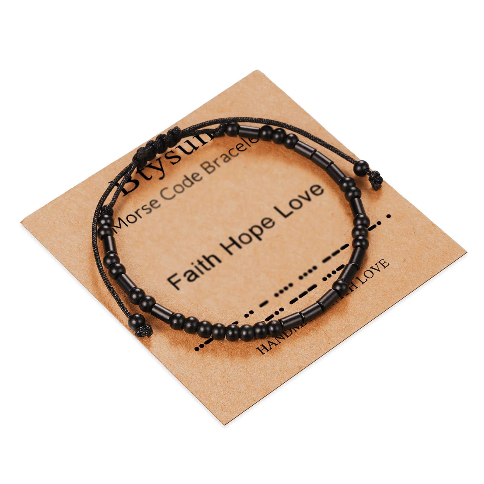 Morse Code Bracelet for Women & Men - Adjustable Black Braided Leather Bracelet - Inspirational Gift for Her, Best Friend, Sister, Daughter, Mom, Dad - Birthday, Christmas Jewelry - Perfect for Daily Wear, Motivational Reminder & Special Occasions