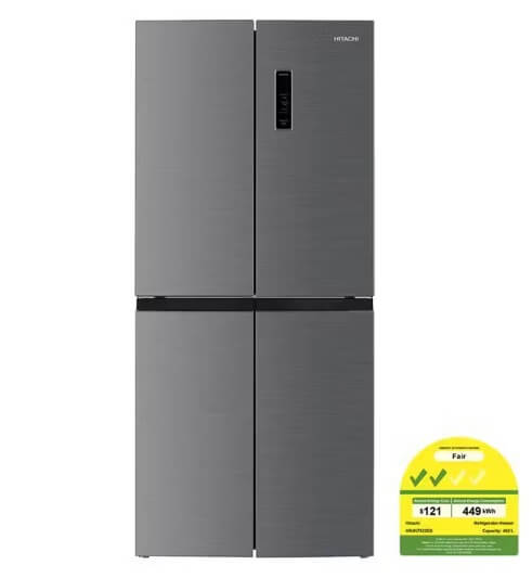Hitachi HR4N7522DS XSG 466L French Door Bottom Freezer Refrigerator - Energy Efficient Large Capacity for Modern Kitchen & Family Use