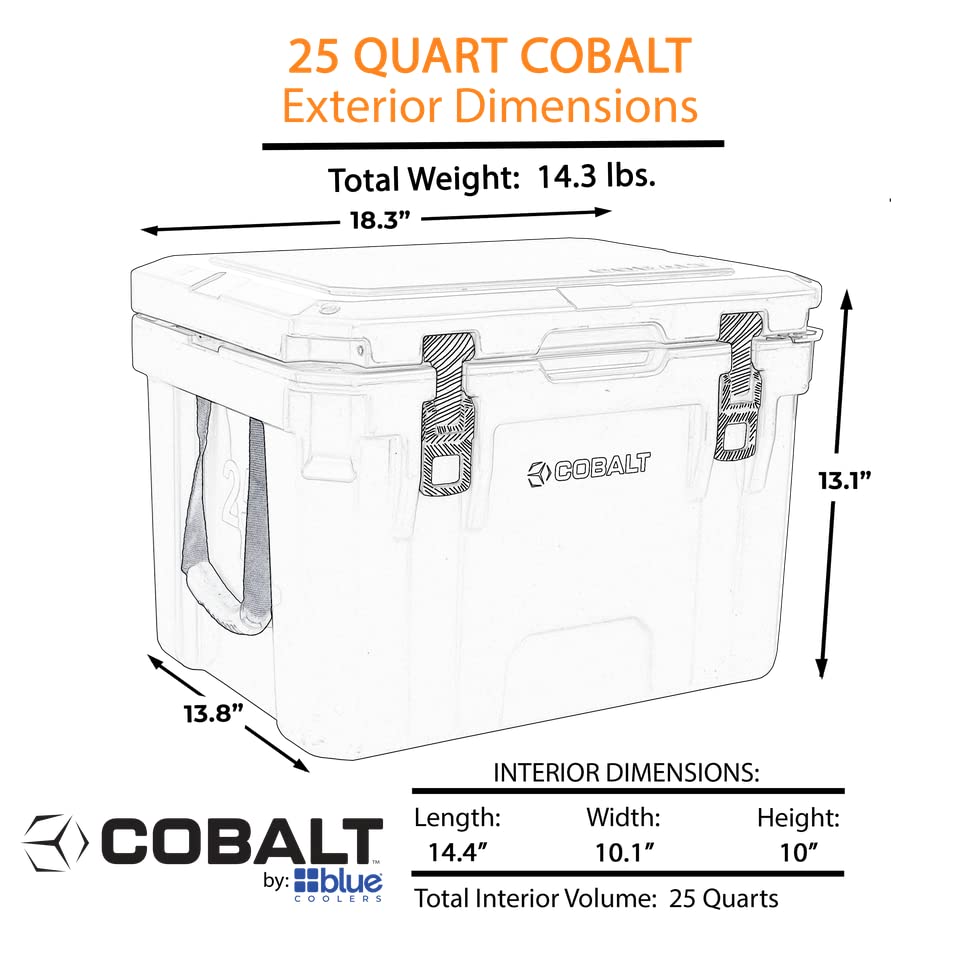 Premium Cobalt Blue 25 Quart Roto-Molded Cooler - Heavy Duty Super Ice Chest Keeps Ice Cold for 3 Days | Perfect for Camping, Fishing, Tailgating & Outdoor Adventures