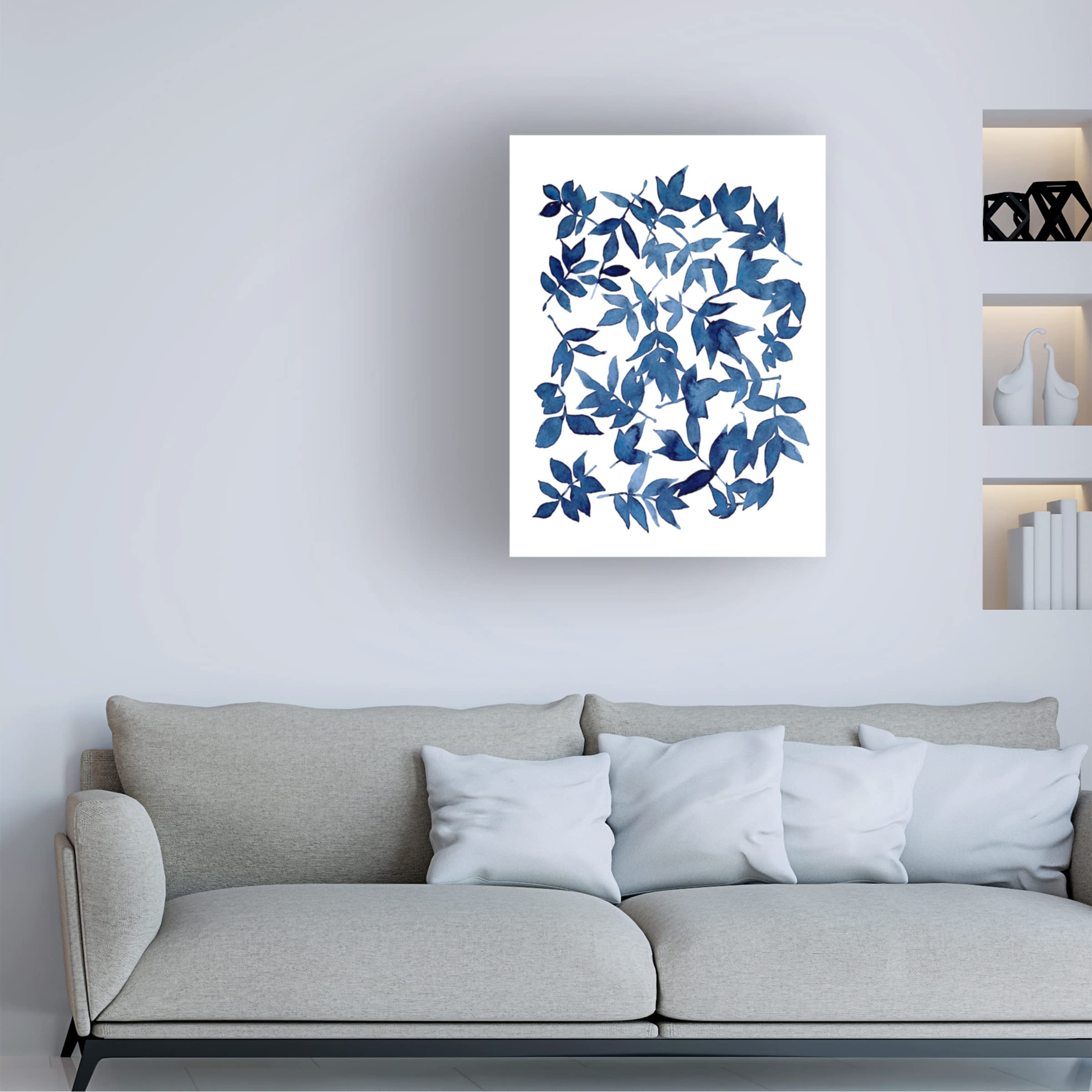 Trademark Fine Art 'Indigo Fallen Leaves I' Canvas Wall Art Print by Emma Scarvey - Modern Home Decor for Living Room, Bedroom & Office