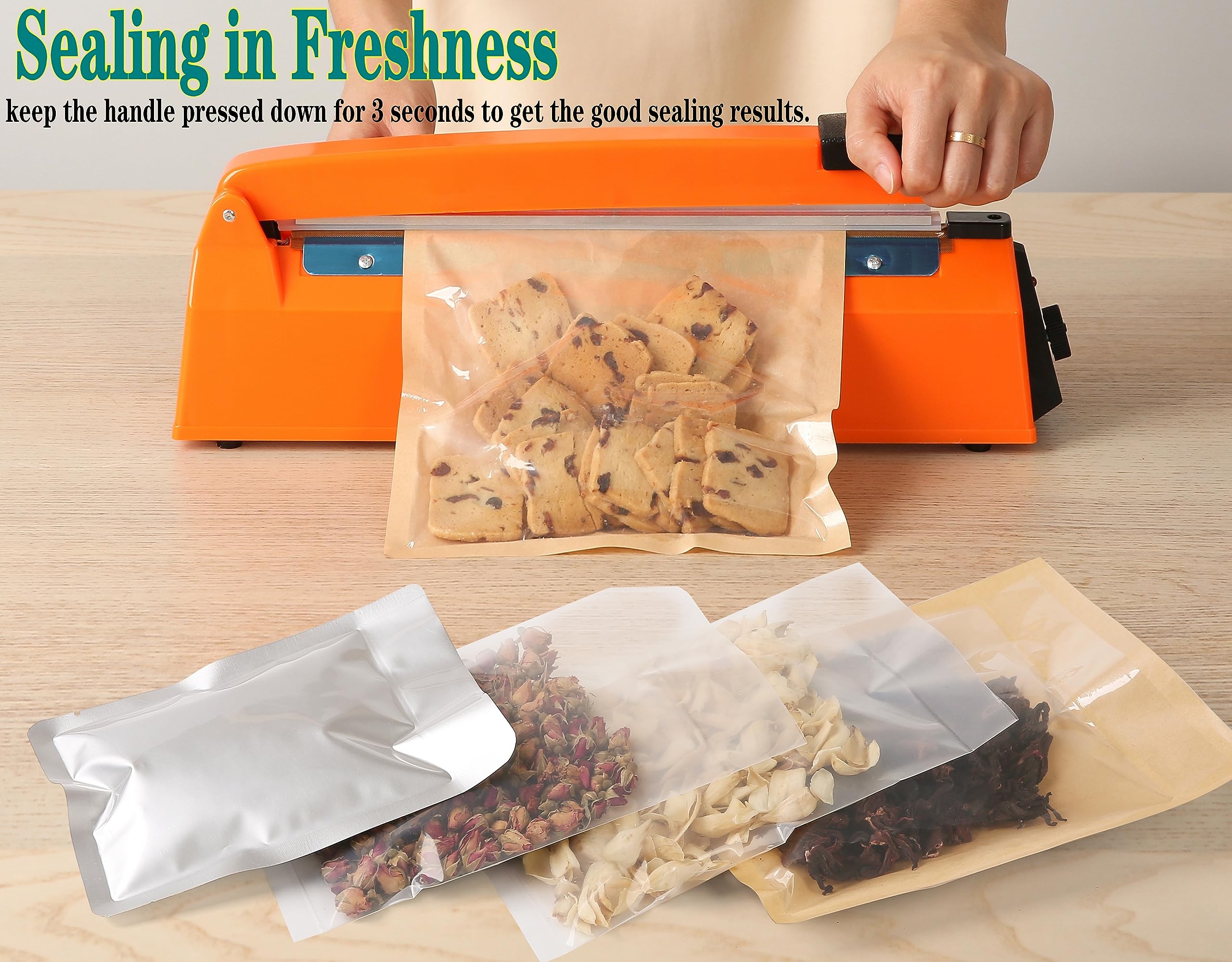 12 Inch Impulse Heat Sealer Machine for Plastic Bags - PE/PP Bag Sealing Tool with Replacement Kit (Beige) | Perfect for Food Packaging, Retail Stores & Warehouse Sealing Operations