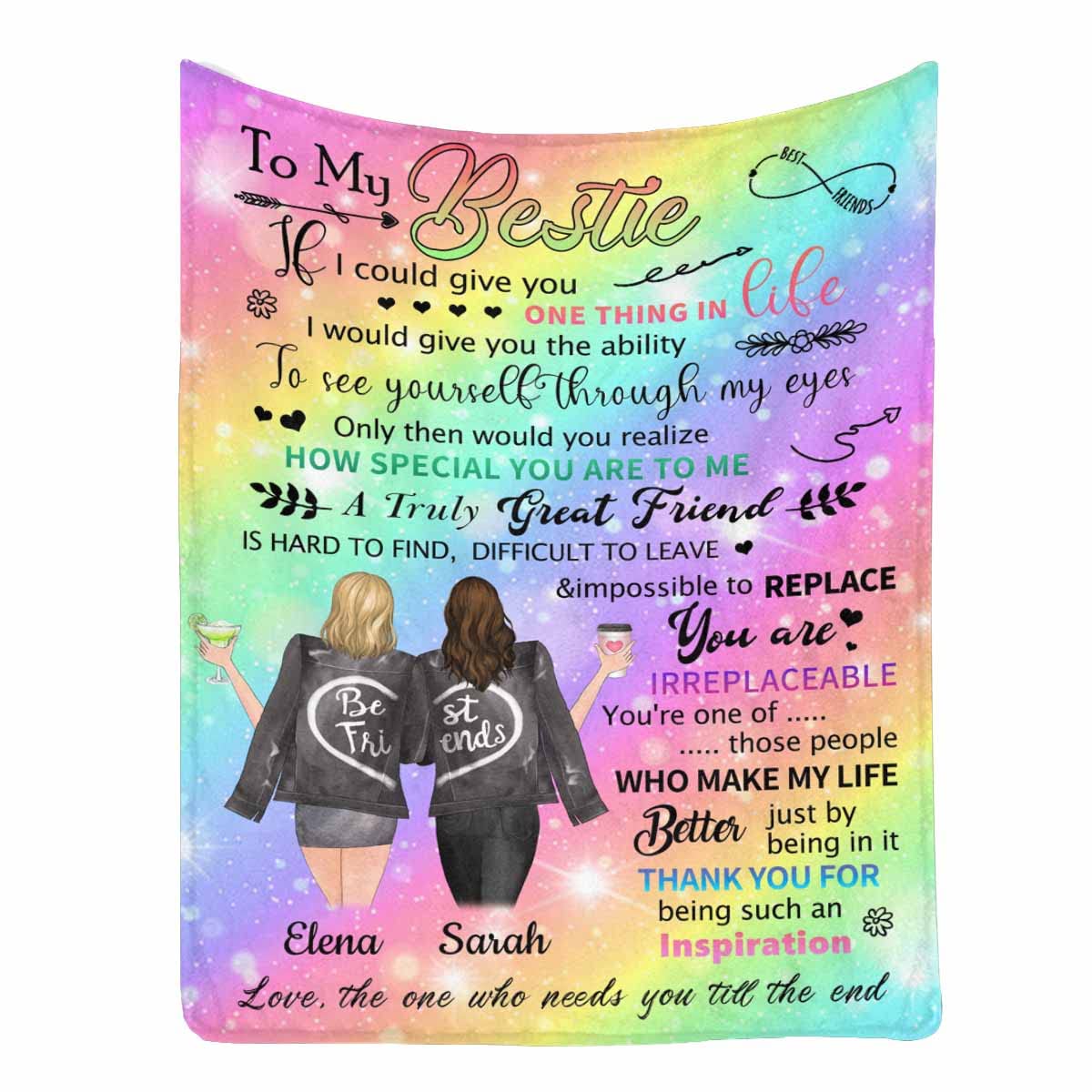 Personalized Best Friend Blanket - Custom Photo & Text Throw Blanket 60x80 - Thoughtful Birthday Gift for Women, Teen Girls & Sisters - Perfect for Long Distance Friendship, BFF Gifts & Cozy Nights