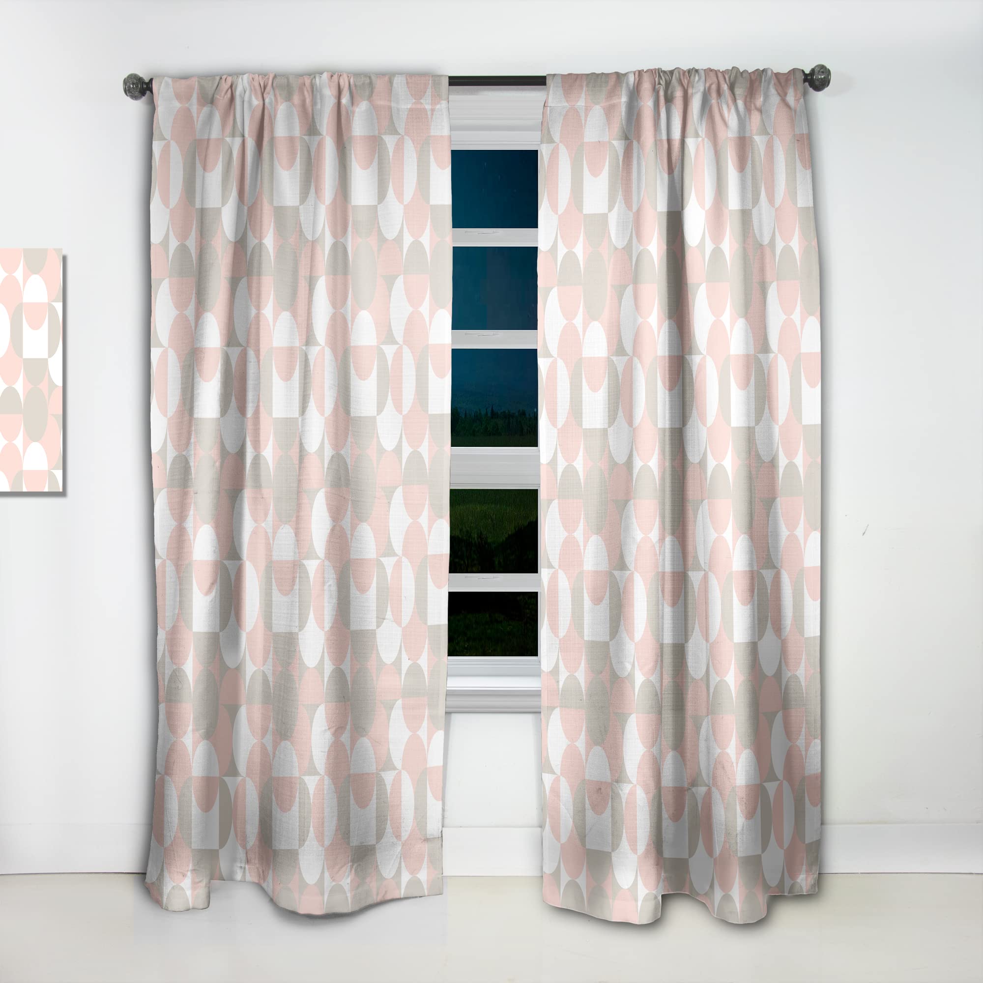 Retro Circular Pattern III Thermal Insulated Curtains - Single Panel 52x84 Inch - Blackout Drapes for Bedroom & Living Room - Perfect for Home Decor and Light Control