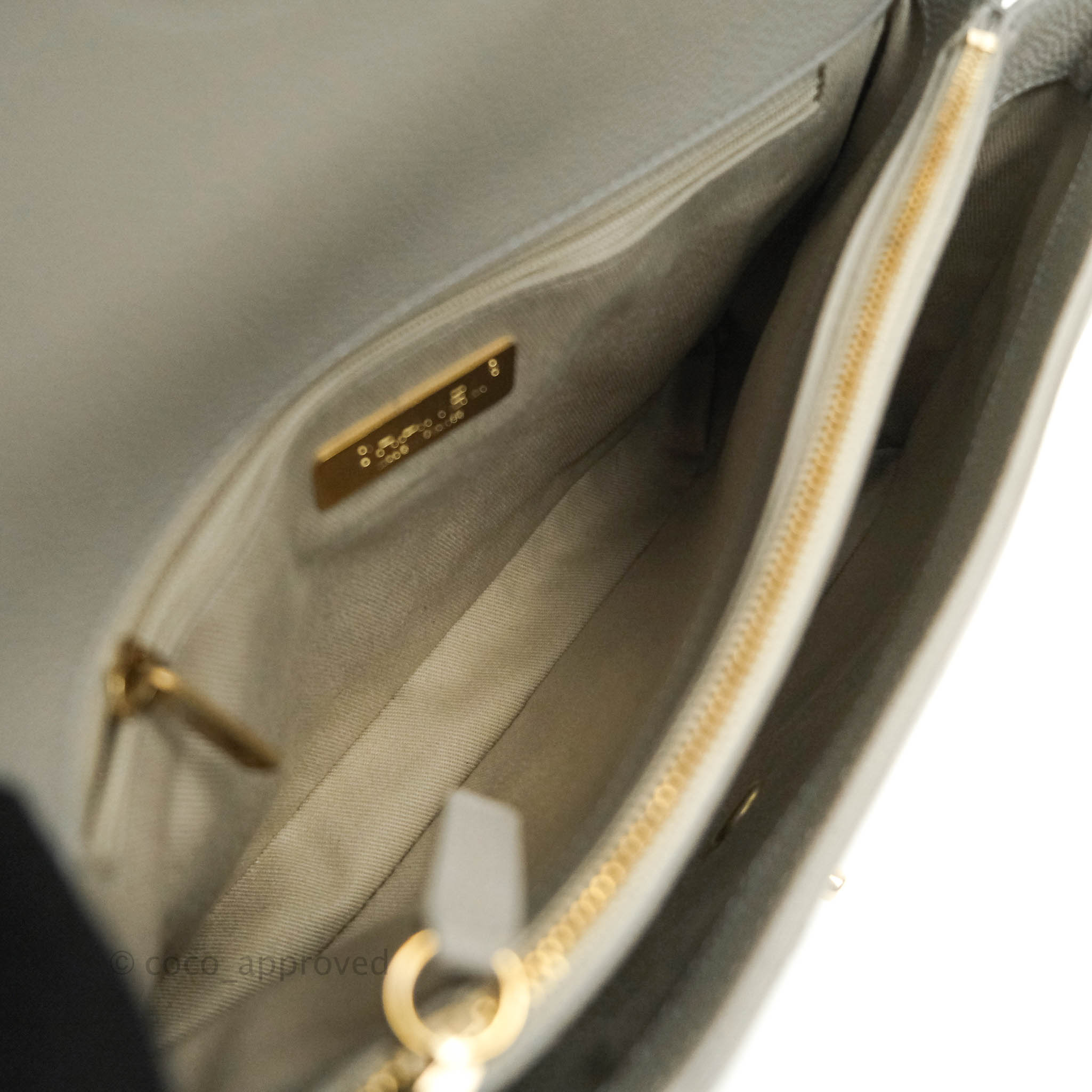 Chanel Chic Affinity Medium Grained Calfskin Grey Handbag with Aged Gold Hardware - Perfect for Work, Travel & Luxury Fashion Accessories
