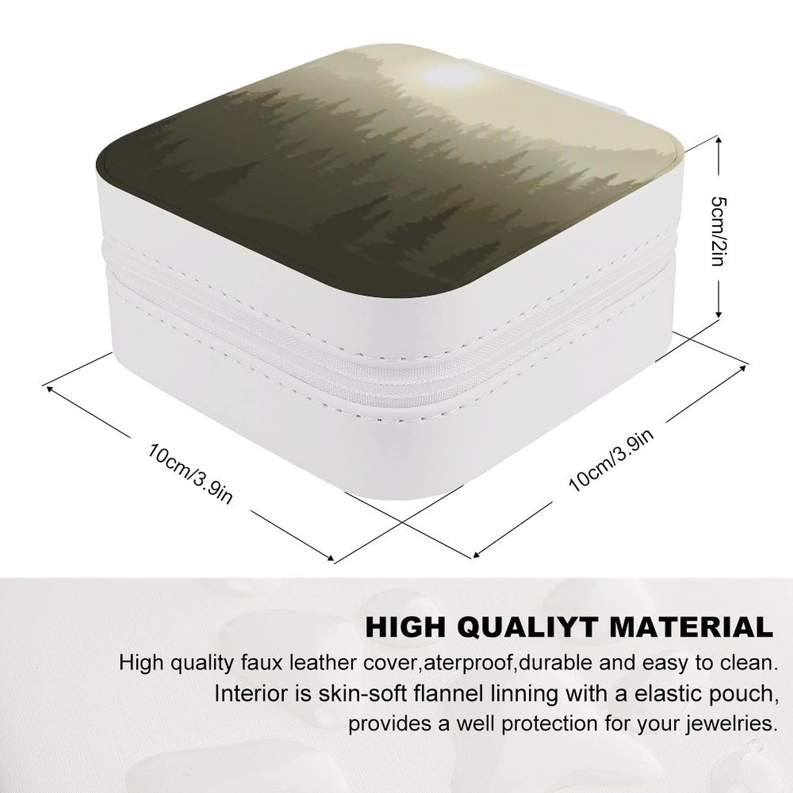 Elegant PU Jewelry Box - Portable Travel Organizer for Rings, Earrings, Necklaces & Bracelets - Compact Storage Case with Sunrise & Forest Design - Perfect for Travel, Gifts & Home Display