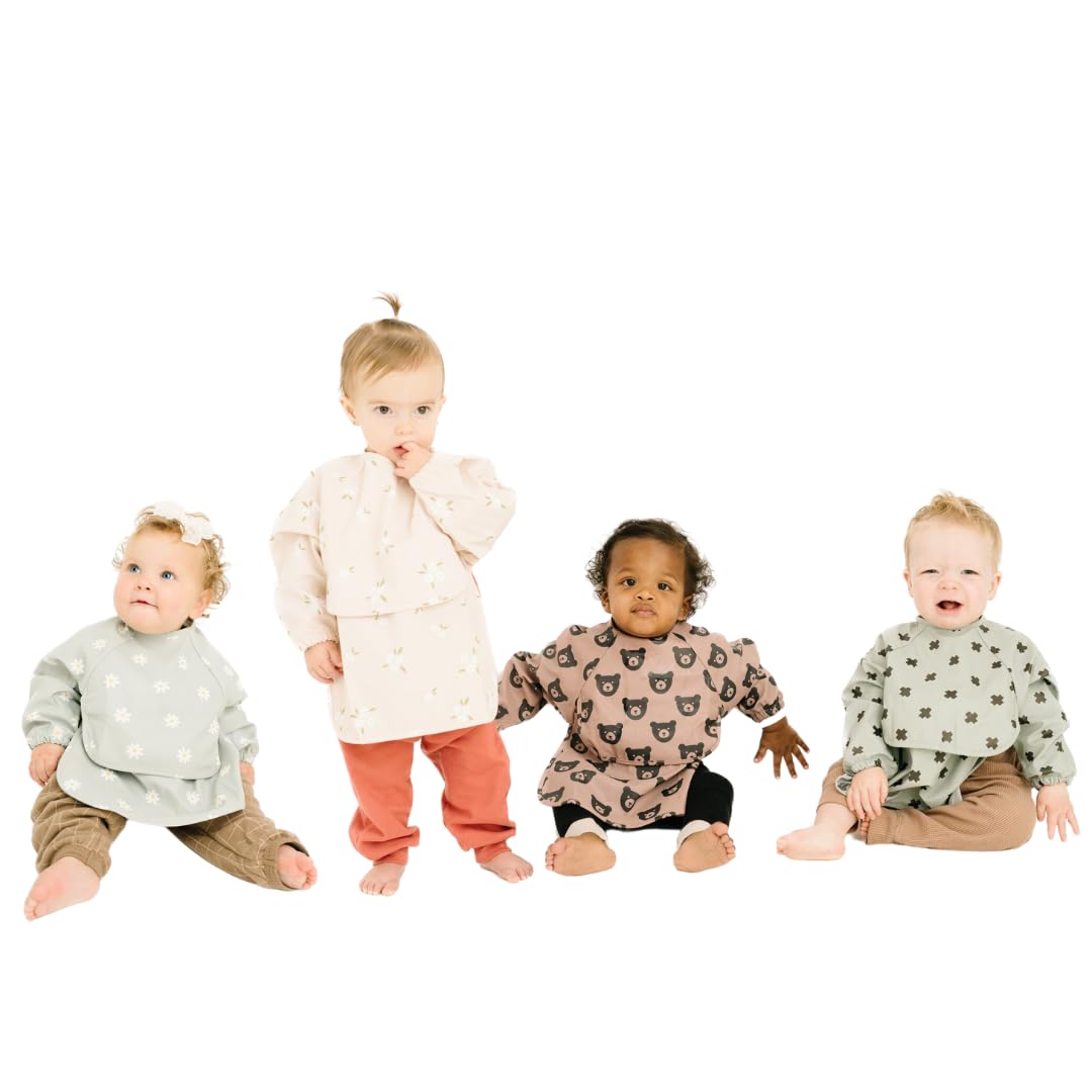 Premium Soft Waterproof Baby Bibs with Pocket for Toddlers 6-36 Months - Cute Long Sleeve Feeding Bibs for Messy Eaters - Ideal for Meal Time, Snacks & Daycare Use