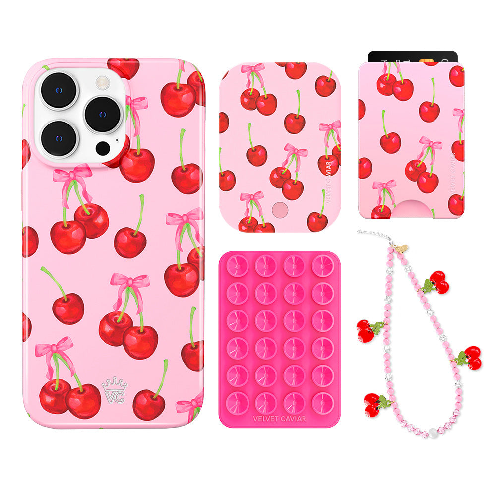 Sweet Cherry iPhone Wallet Case with Card Holder - Slim Protective Phone Cover for iPhone 13/14/15 Pro Max - Perfect for Everyday Use, Travel & Shopping
