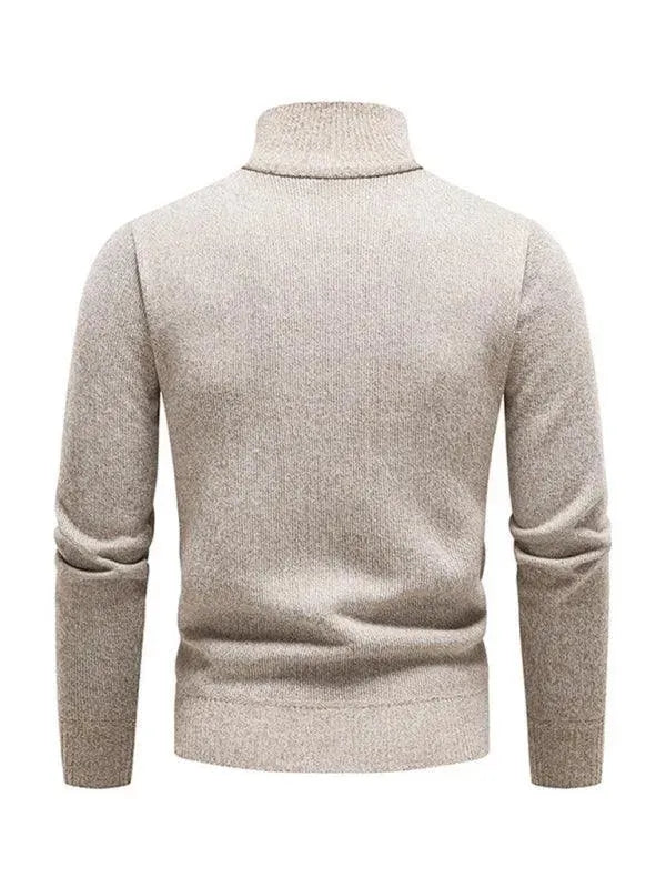Men's Stand-Up Collar Patchwork Zipper Turtleneck Sweater - Winter Fashion for Casual & Business Wear