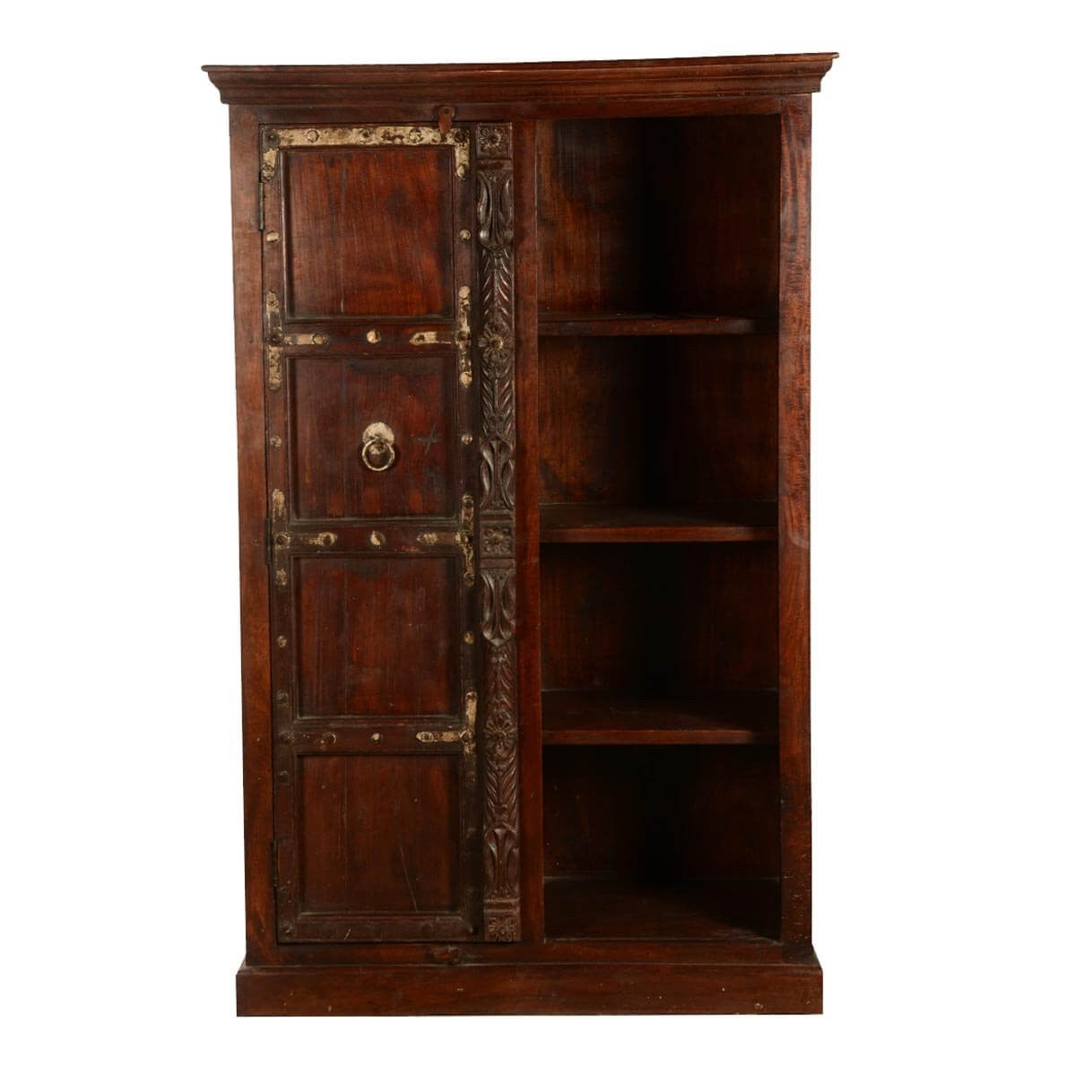 Elizabethan Classic Reclaimed Wood 8-Shelf Bookcase with Door - Vintage Home Office Storage & Living Room Decor