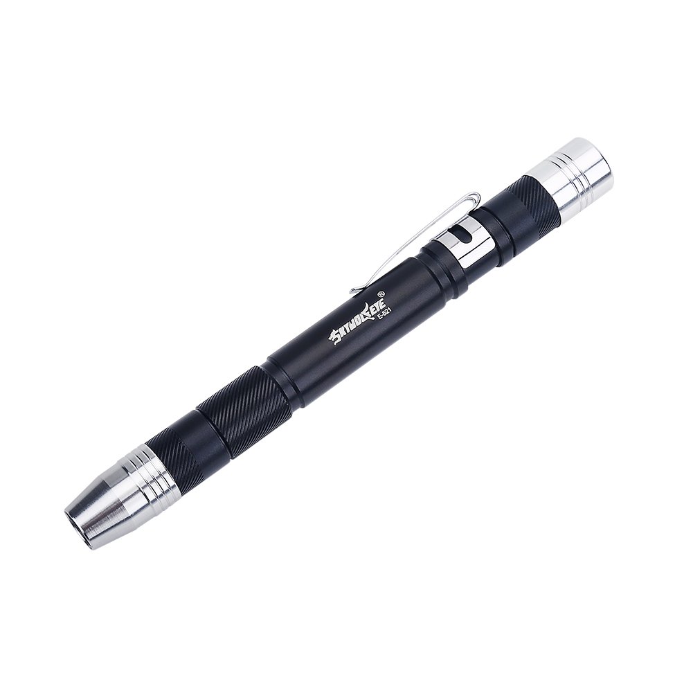 Portable Mini LED Flashlight - Ultra Bright Pocket Flashlight with Clip, Battery Powered Pen Light for Camping, Hiking, Emergency & Everyday Use (Black)