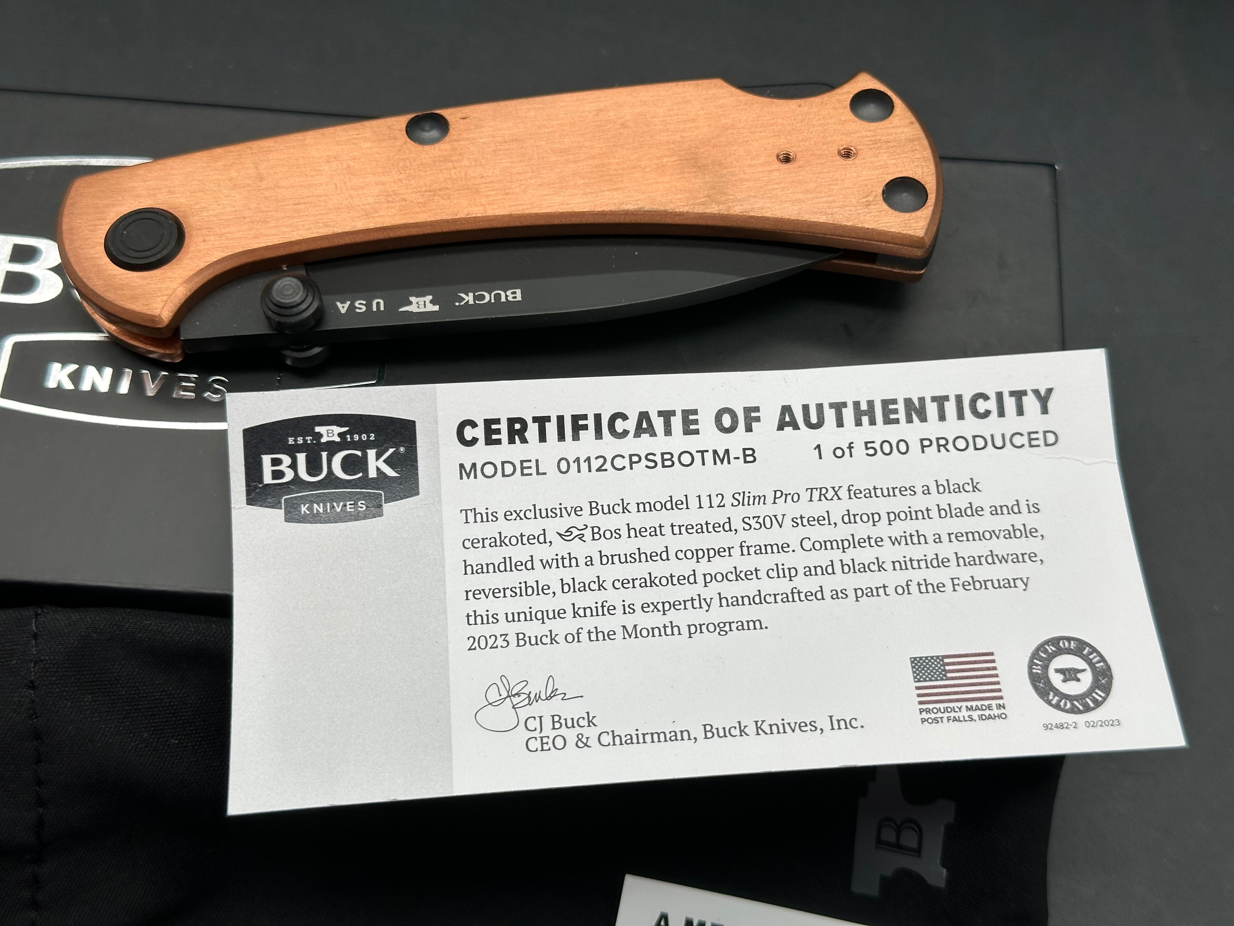 Buck 112 Buck of the Month Limited Edition (1/500) - Copper Scales & S30V Steel Blade - Collector's Knife for Outdoor, Camping, and EDC Use