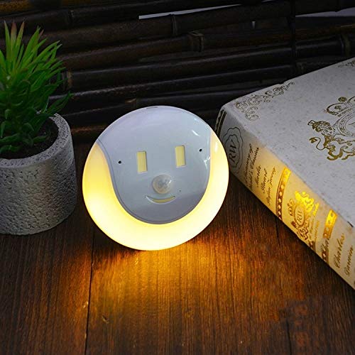 USB Rechargeable Magnetic Night Light with Motion Sensor & Smile Design - Warm White LED for Bedroom, Nursery, Hallway (Easy to Use)