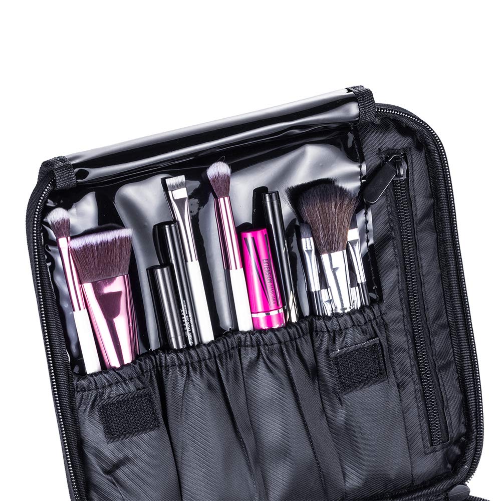 Hanye Travel Makeup Case - Portable Cosmetic Organizer Bag with Adjustable Dividers, Large Capacity for Makeup Brushes & Cosmetics | Perfect for Travel, Home Storage & Professional Makeup Artists