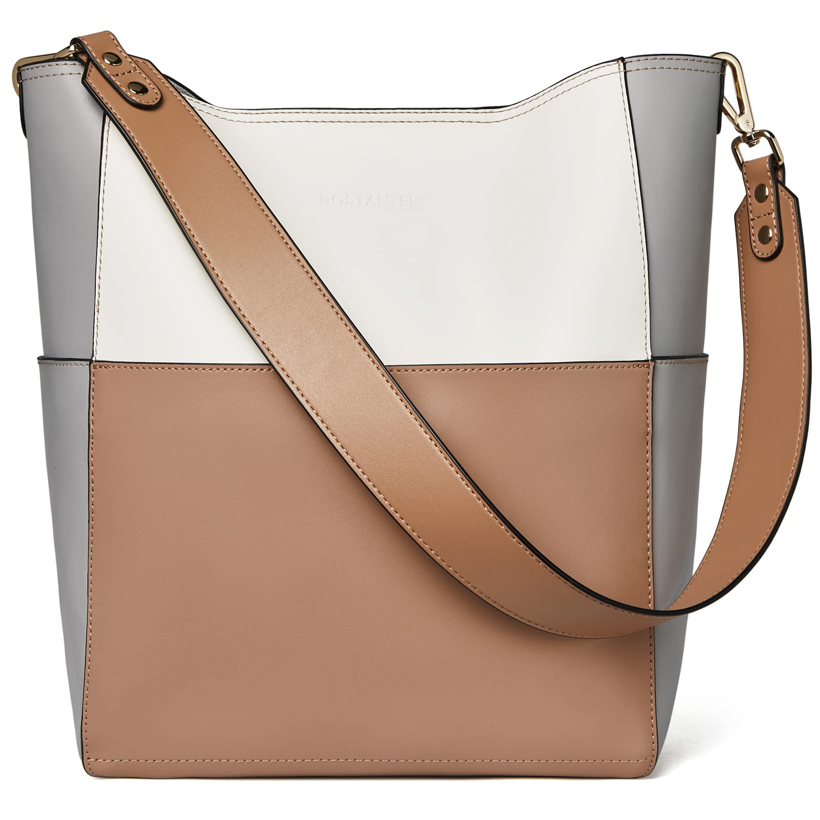 BOSTANTEN Women's Genuine Leather Designer Handbags - Stylish Tote, Shoulder & Bucket Purses for Work, Travel & Everyday Use
