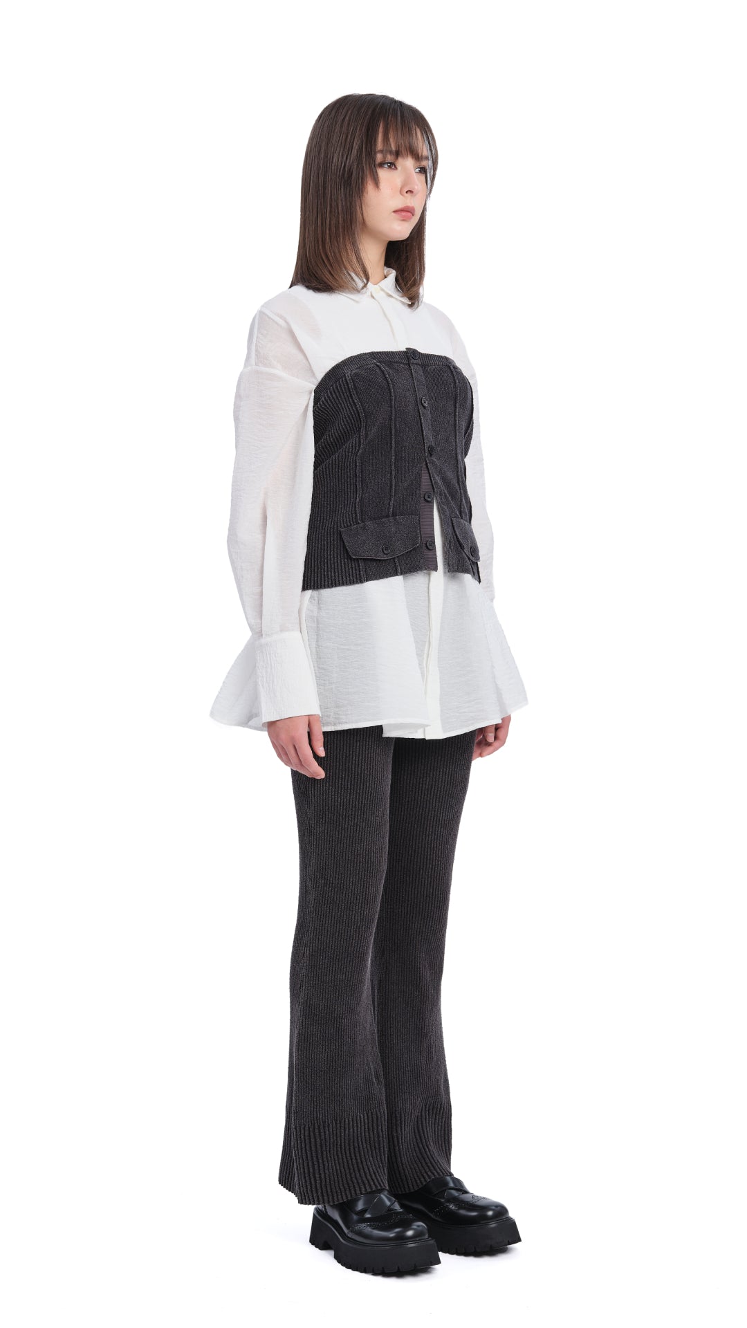 Elegant Pleated Flare Shirt for Women - Stylish Casual & Office Wear - Perfect for Work, Dates & Special Occasions